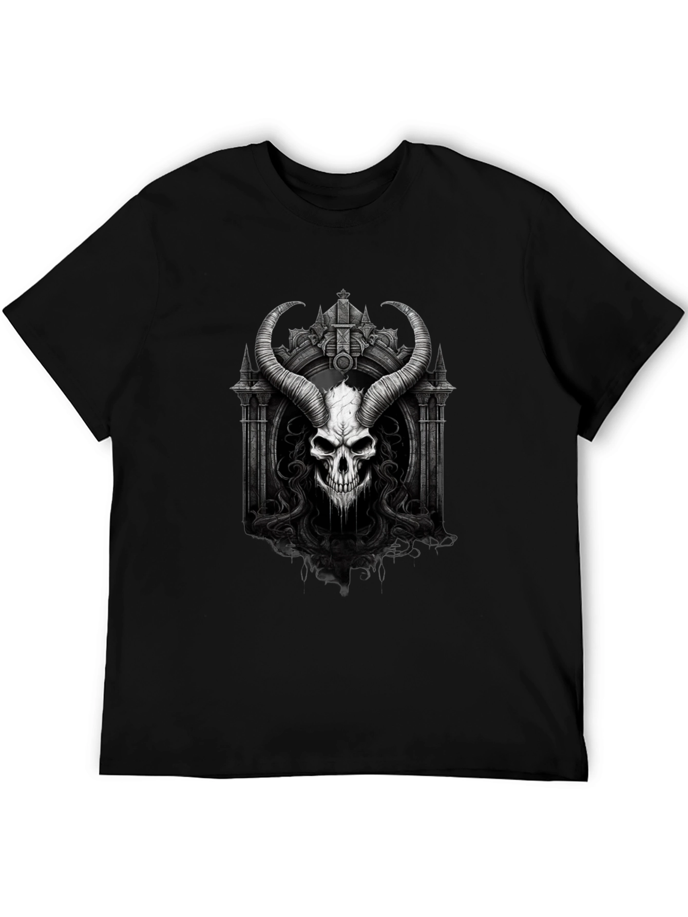 Skull and Horns Graphic Black Tee