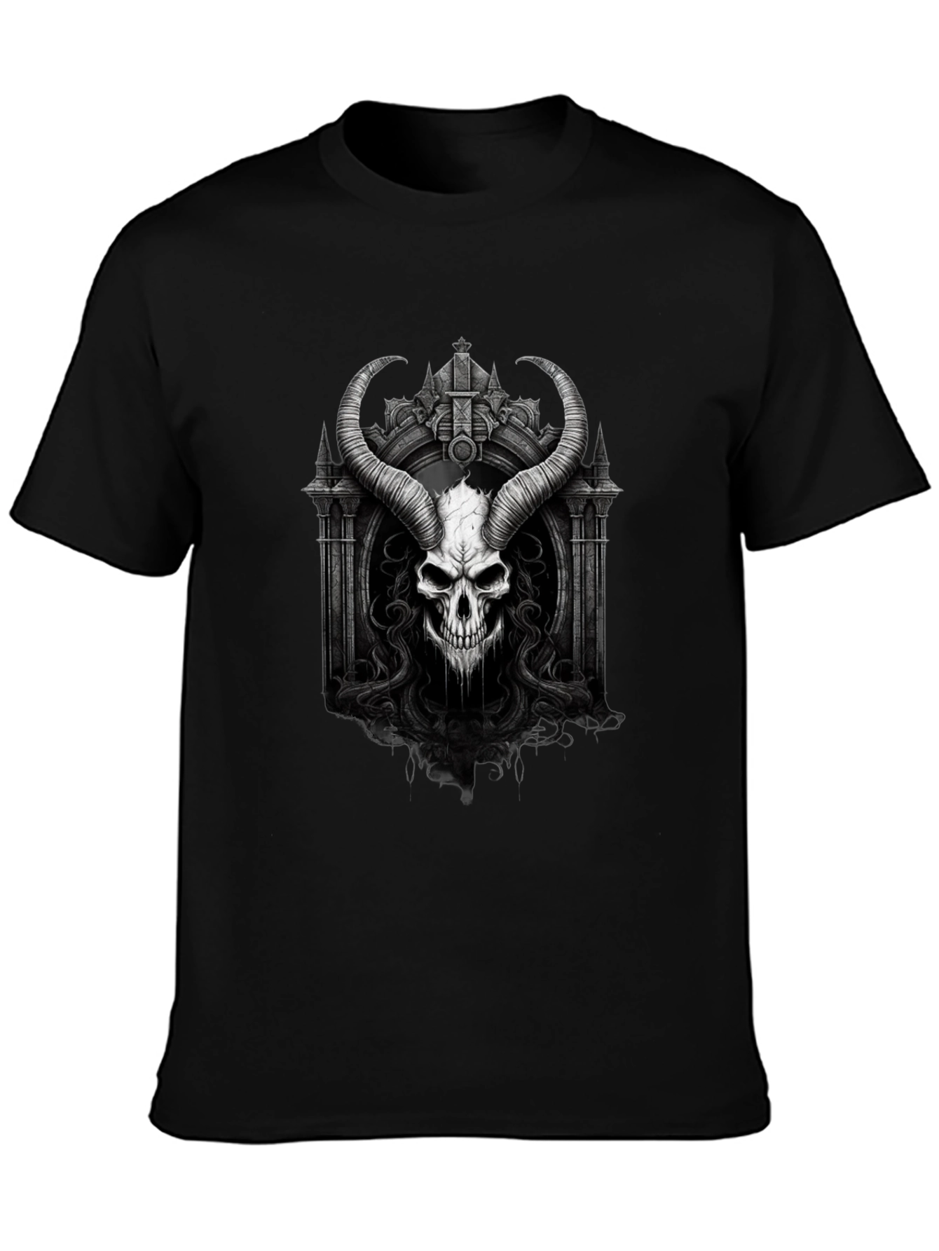 Skull and Horns Graphic Black Tee