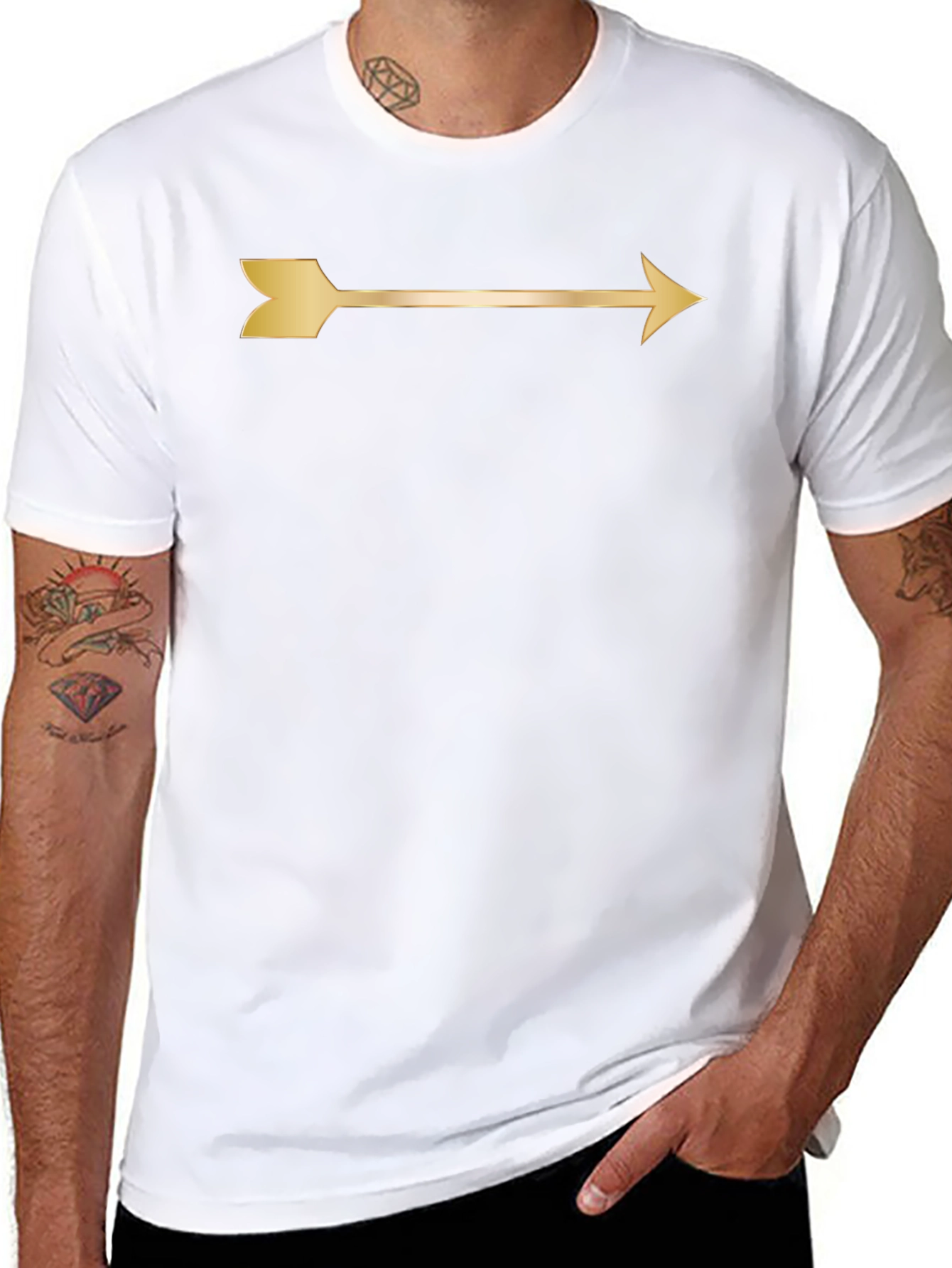 Black Tee with Gold Arrow Graphic