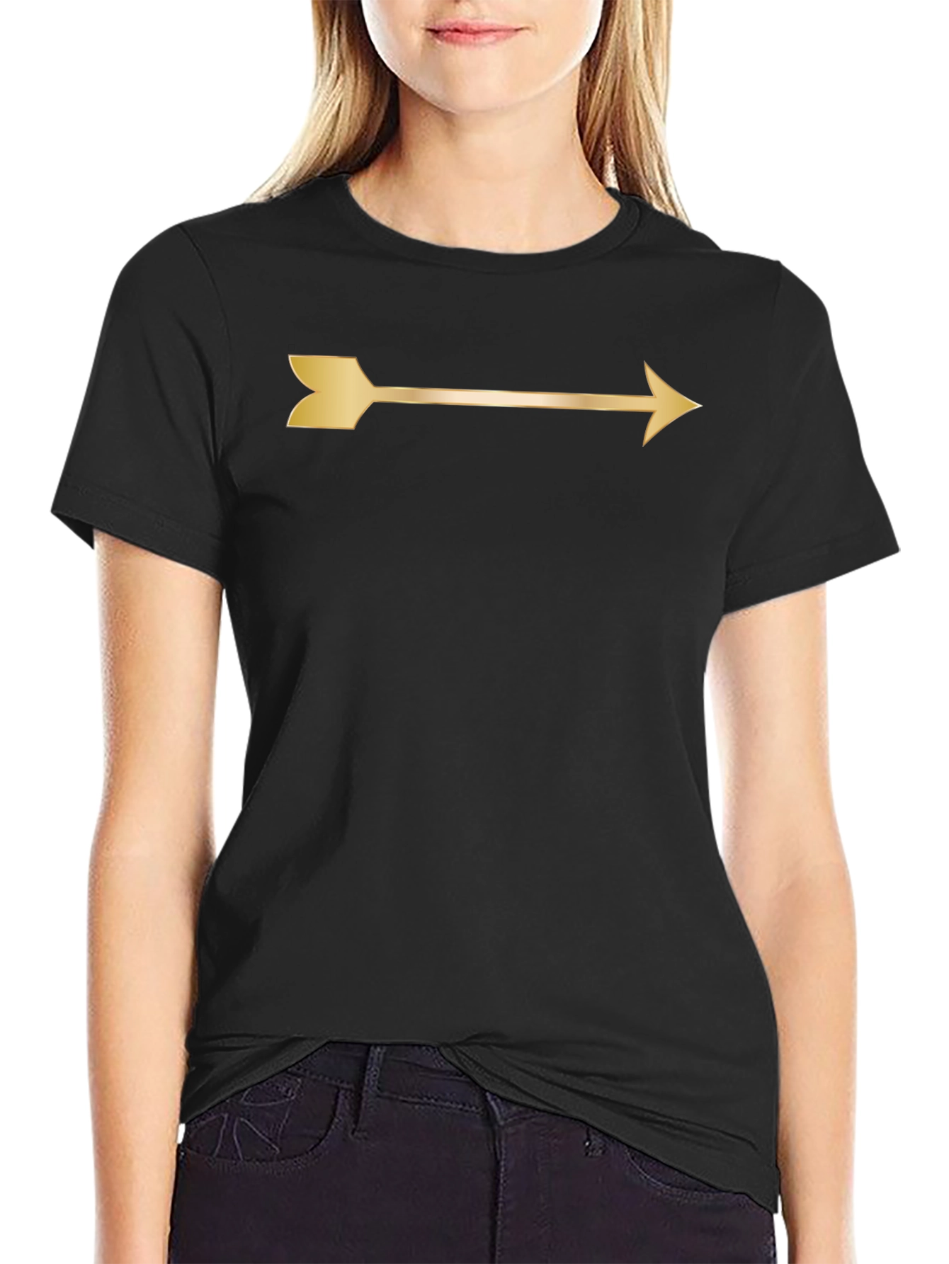 Black Tee with Gold Arrow Graphic