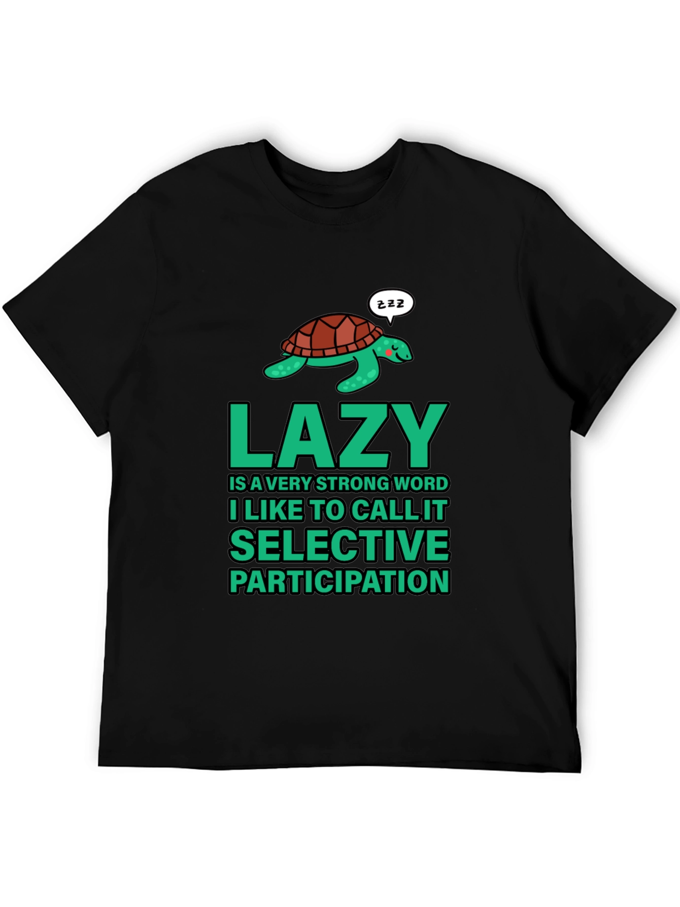 Lazy Turtle Graphic T-Shirt - Mens Black Cotton Tee