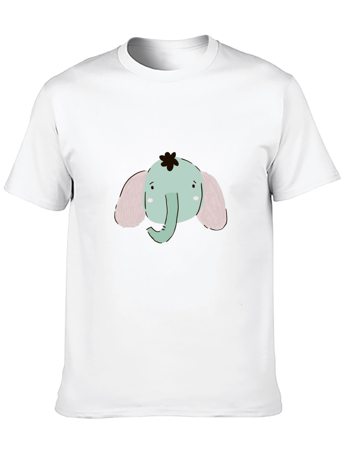 Cute Elephant Graphic Tee - Black Cotton Comfort