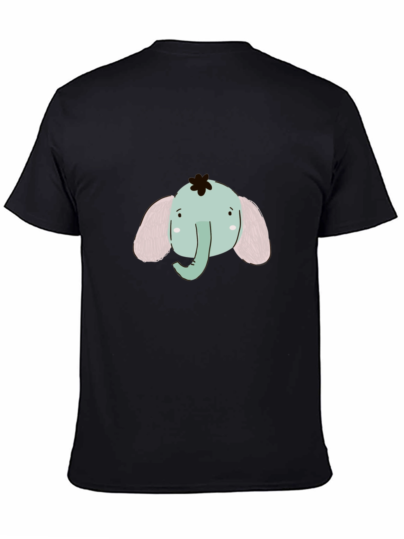 Cute Elephant Graphic Tee - Black Cotton Comfort