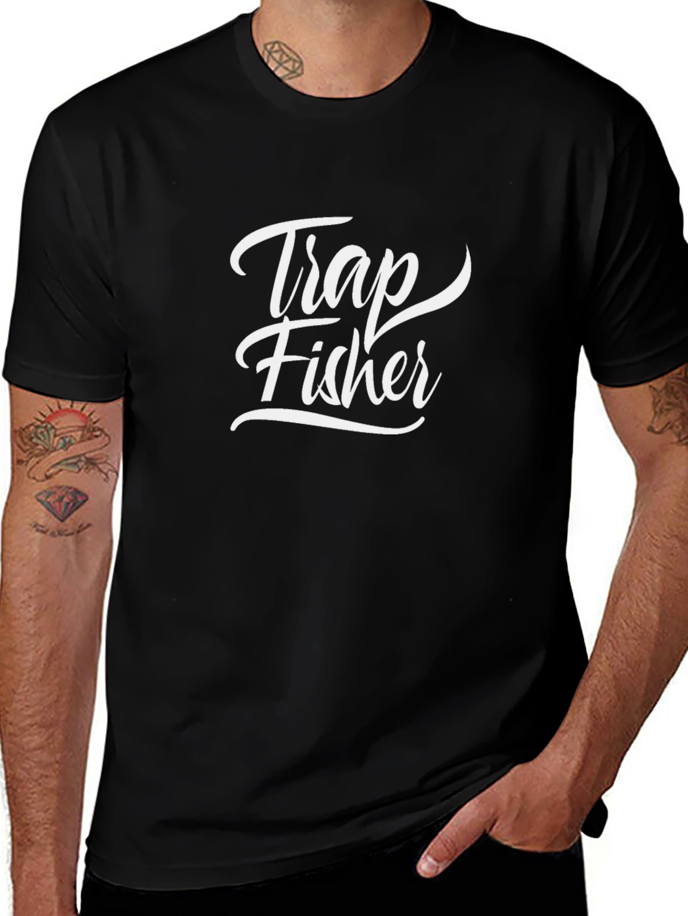 Trap Fisher Black Graphic Tee