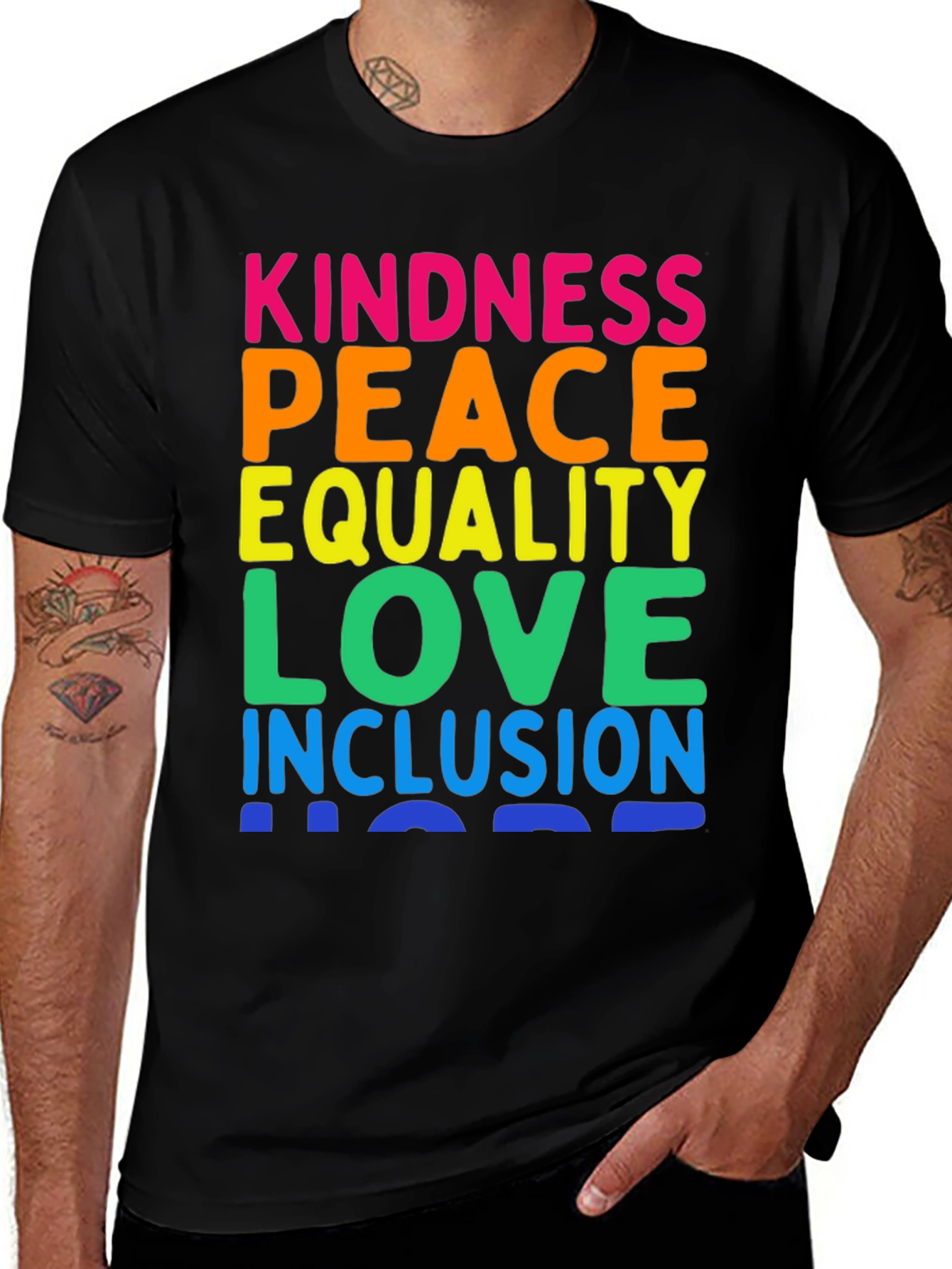 Kindness Peace Love Inclusion Rainbow T-Shirt