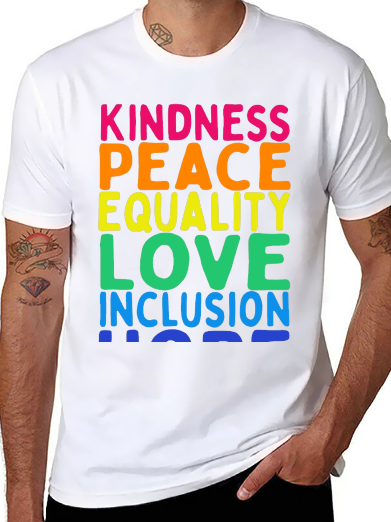 Kindness Peace Love Inclusion Rainbow T-Shirt