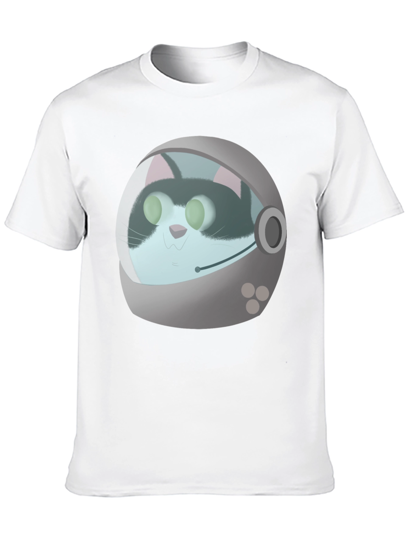 Astronaut Cat Graphic T-Shirt - Black Crew Neck Tee