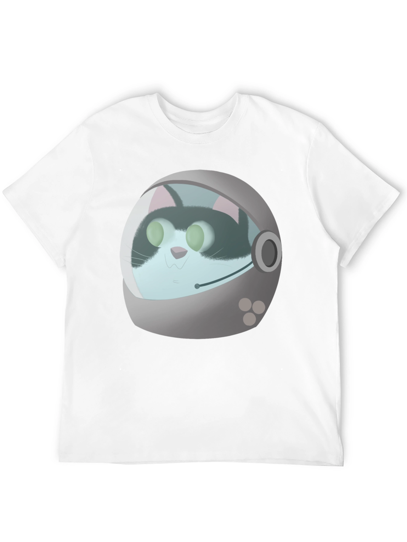 Astronaut Cat Graphic T-Shirt - Black Crew Neck Tee