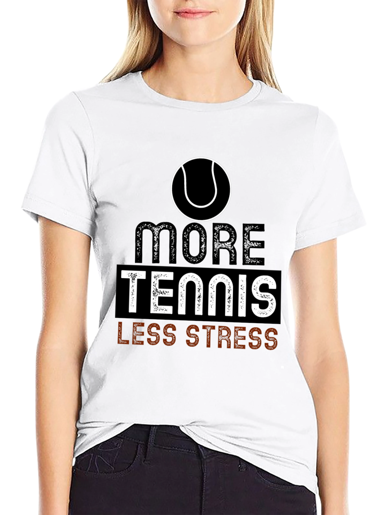 More Tennis Less Stress Graphic T-Shirt