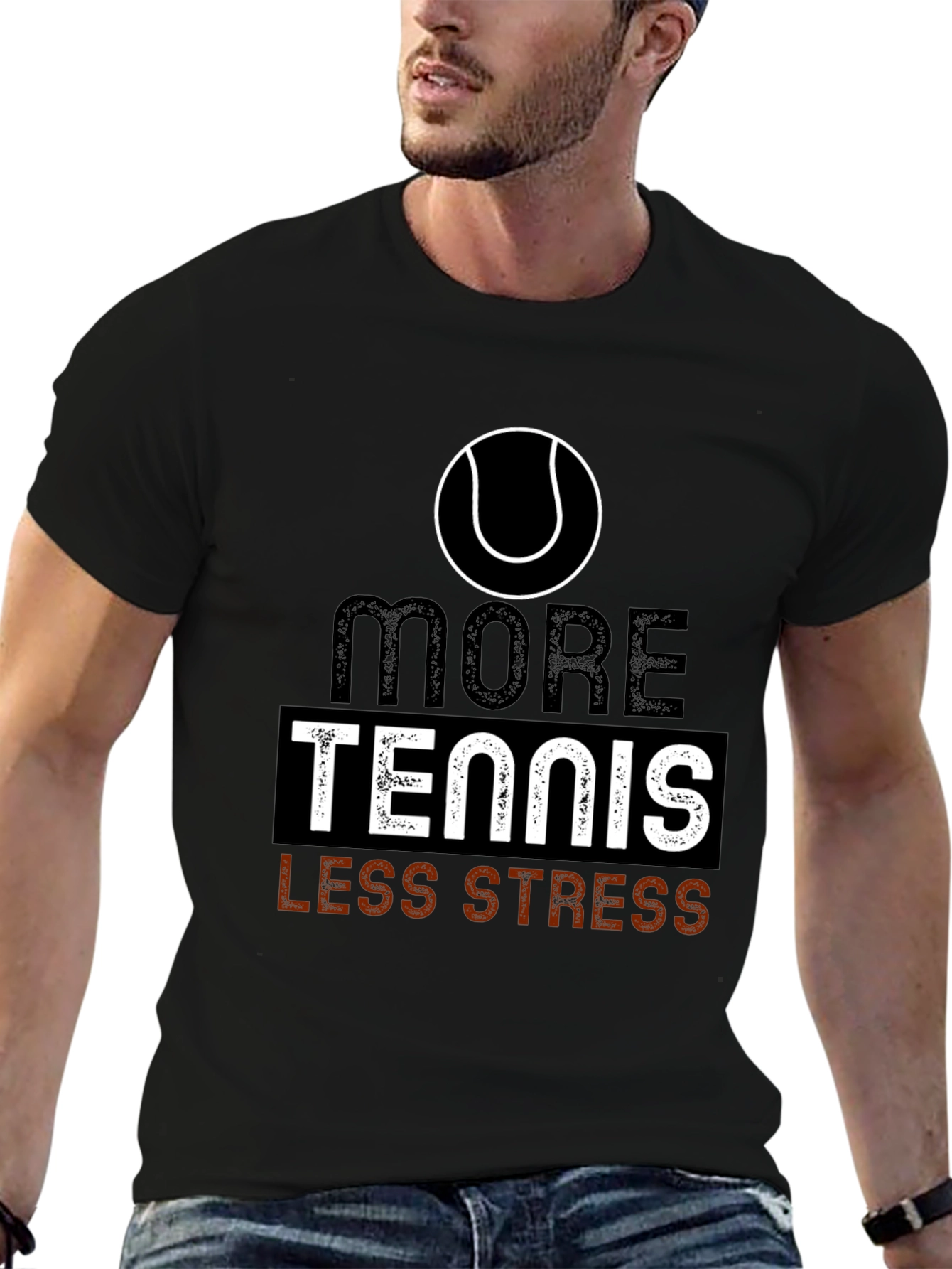More Tennis Less Stress Graphic T-Shirt