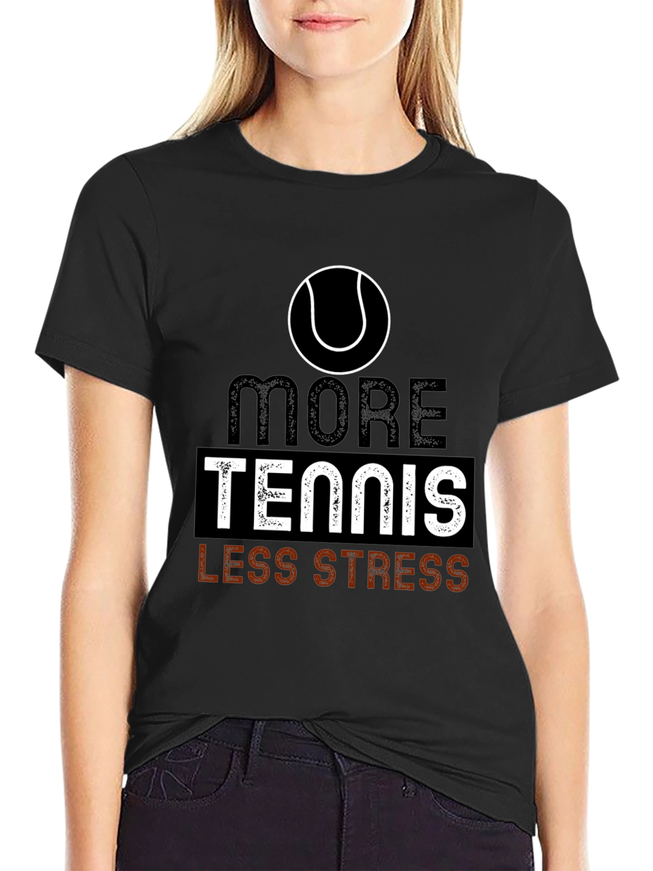 More Tennis Less Stress Graphic T-Shirt