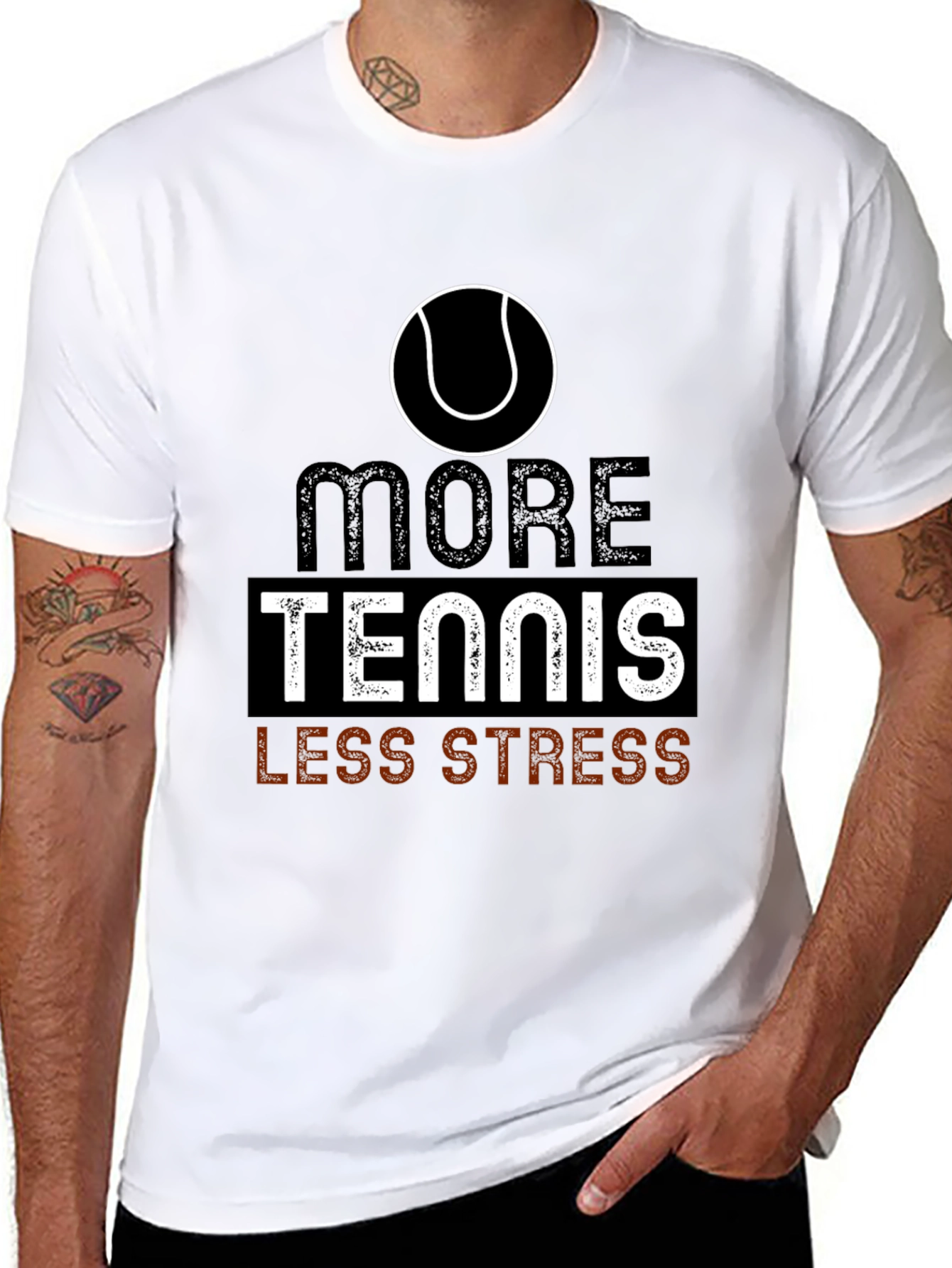 More Tennis Less Stress Graphic T-Shirt