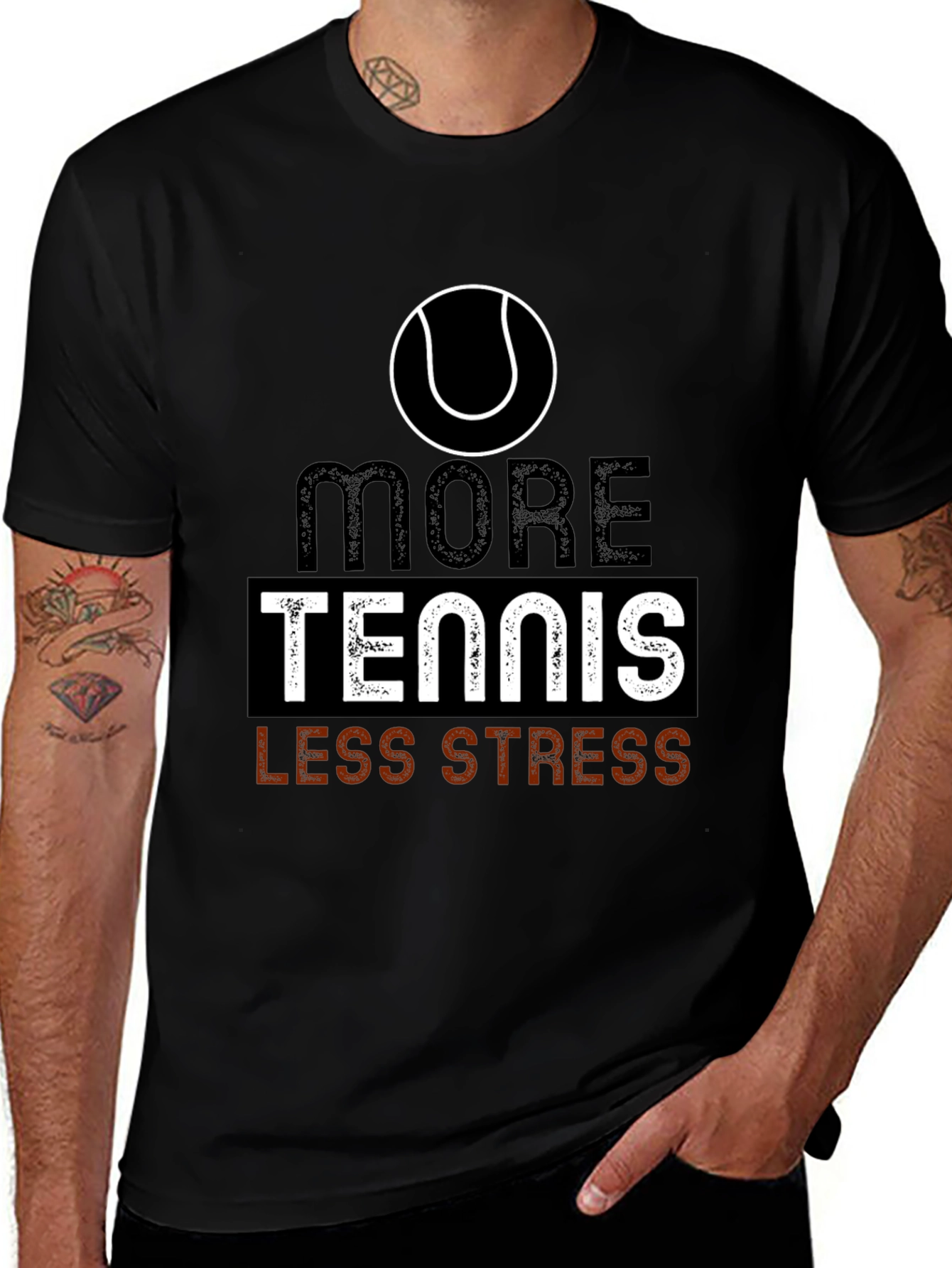 More Tennis Less Stress Graphic T-Shirt