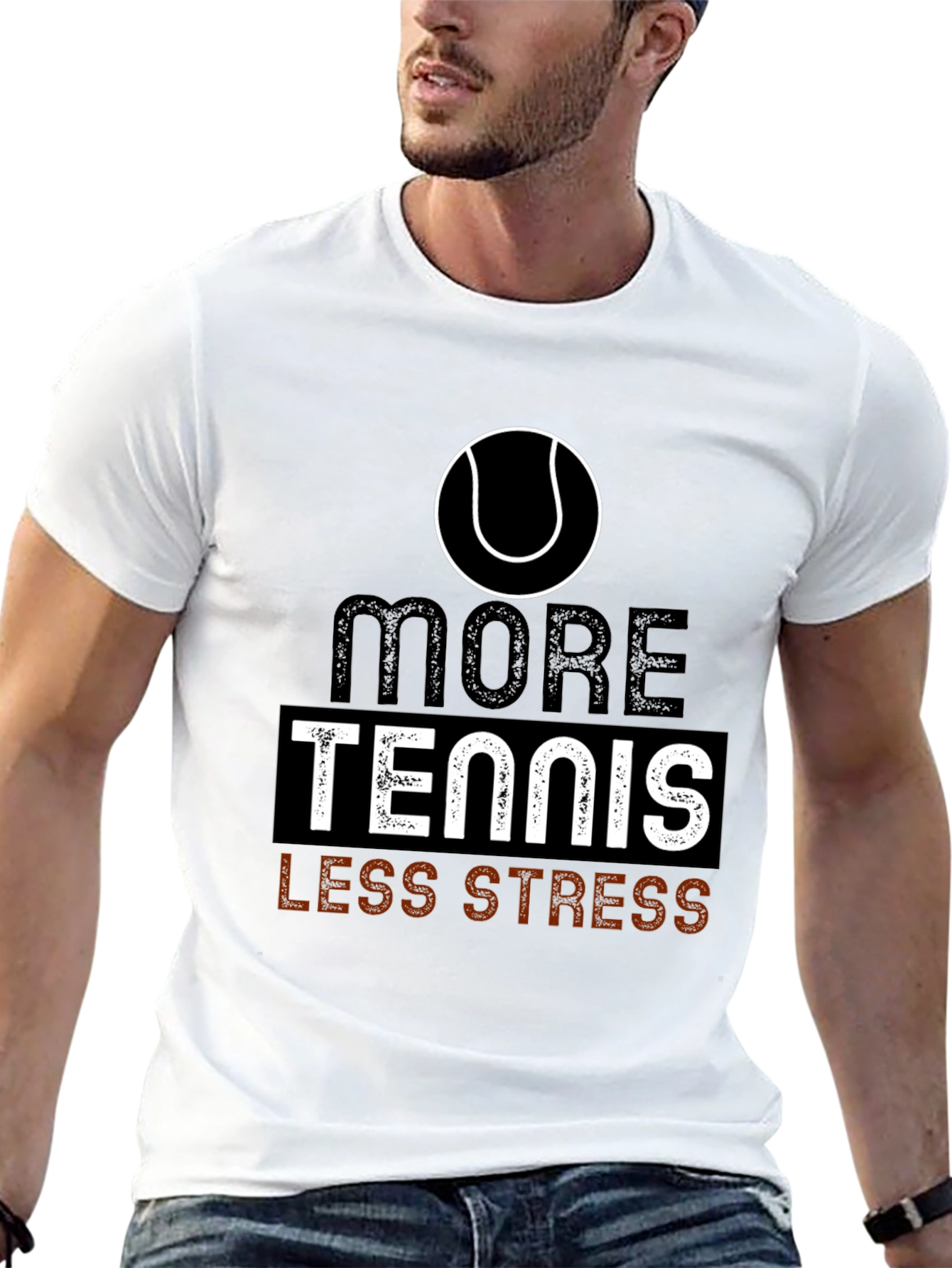 More Tennis Less Stress Graphic T-Shirt