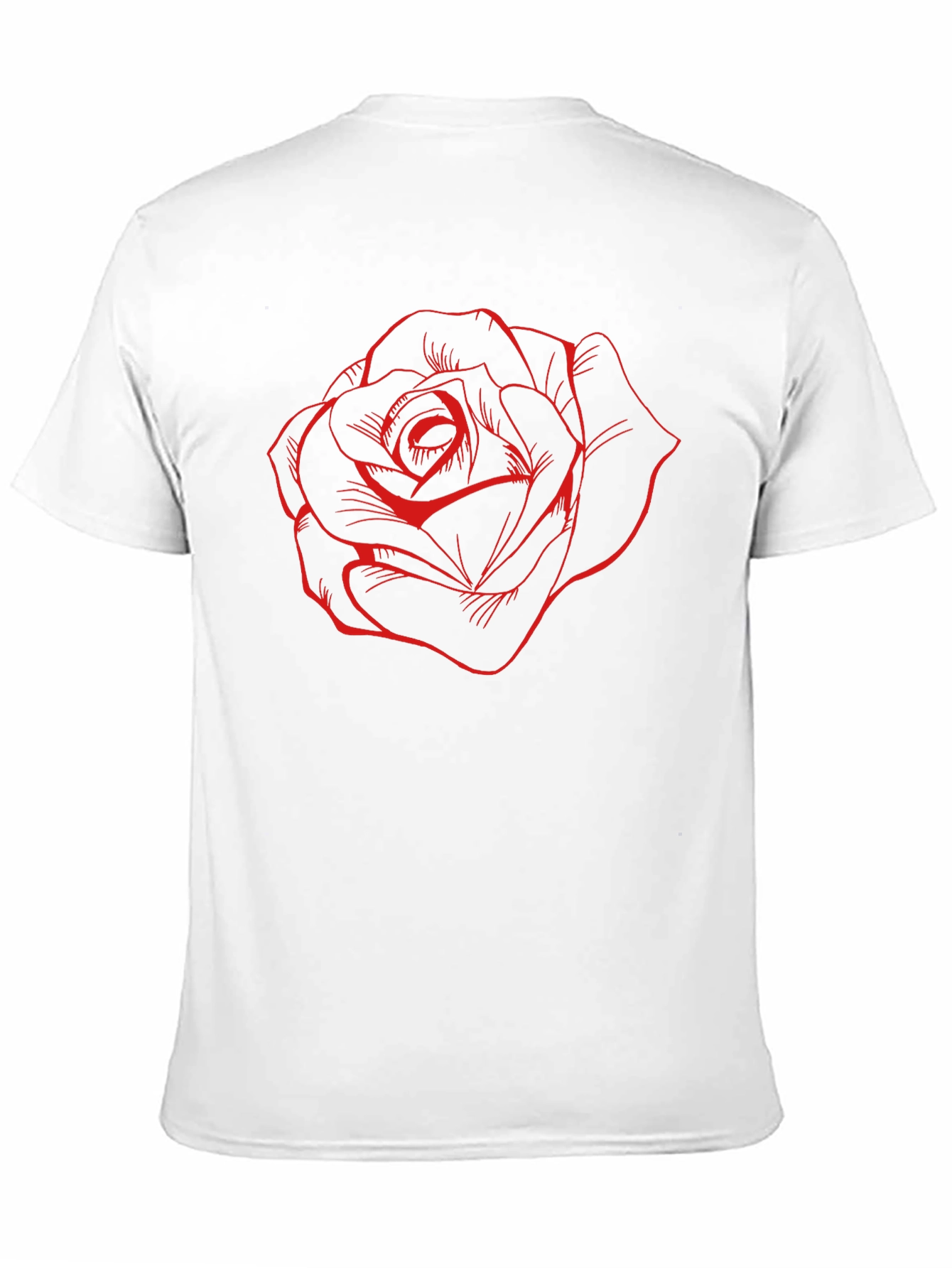 Black T-Shirt with Red Rose Design
