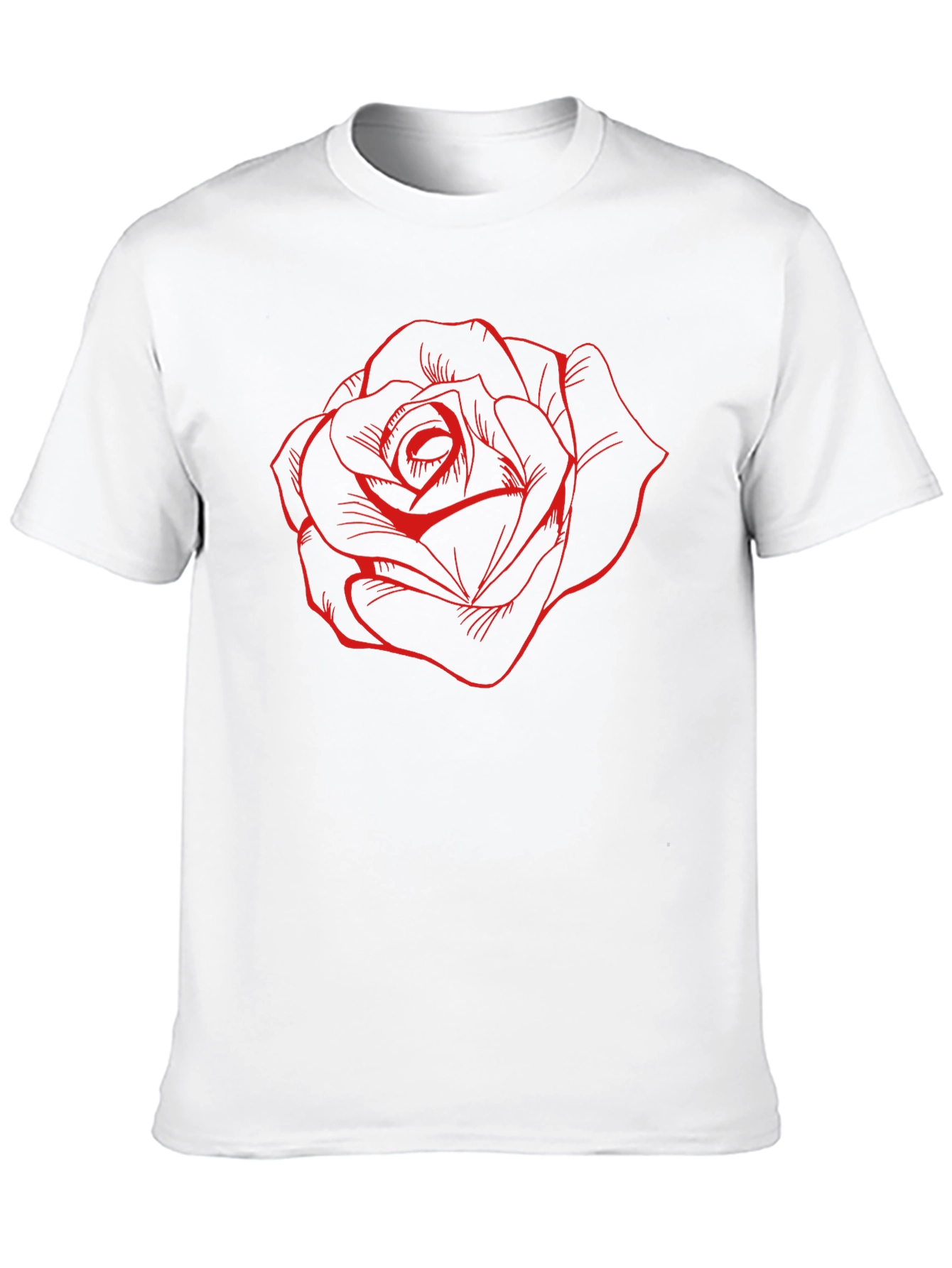 Black T-Shirt with Red Rose Design