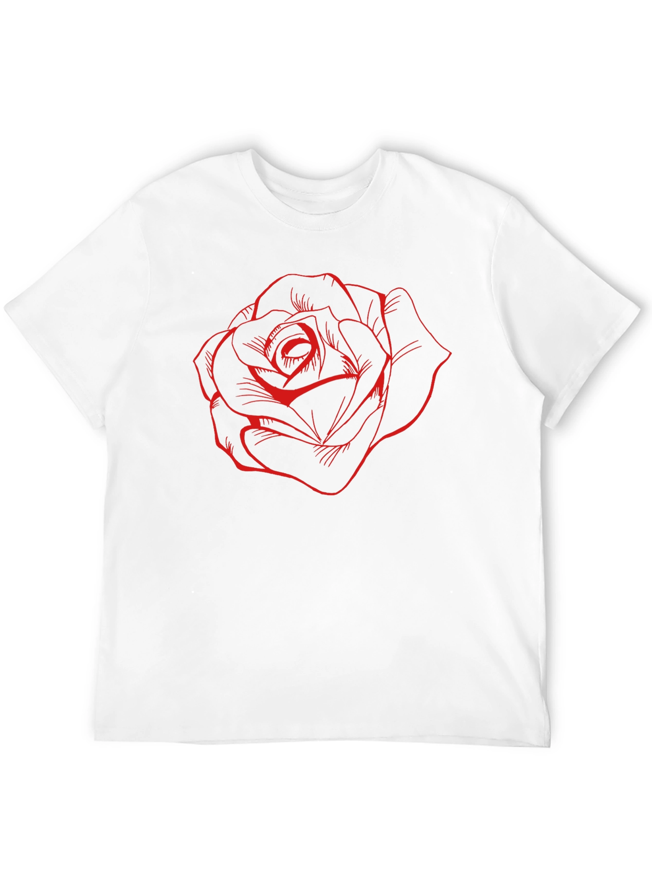 Black T-Shirt with Red Rose Design