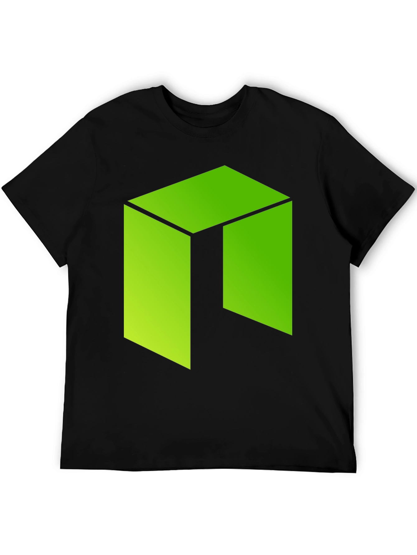 Neon Green Abstract Graphic Print Black T-Shirt