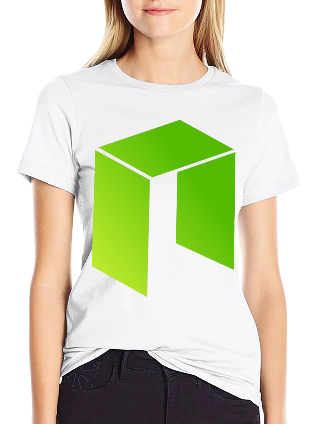Neon Green Abstract Graphic Print Black T-Shirt