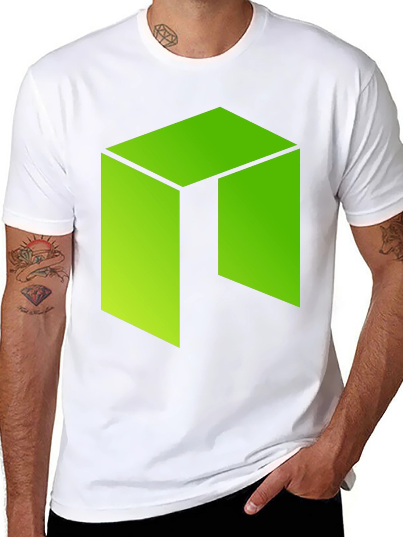 Neon Green Abstract Graphic Print Black T-Shirt