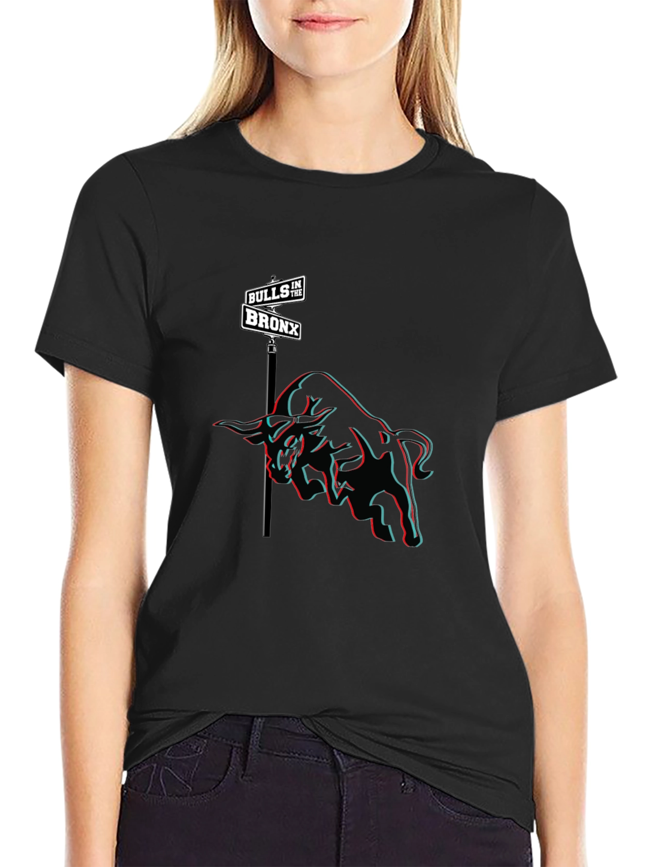 Bulls in the Bronx Graphic Print Black T-Shirt