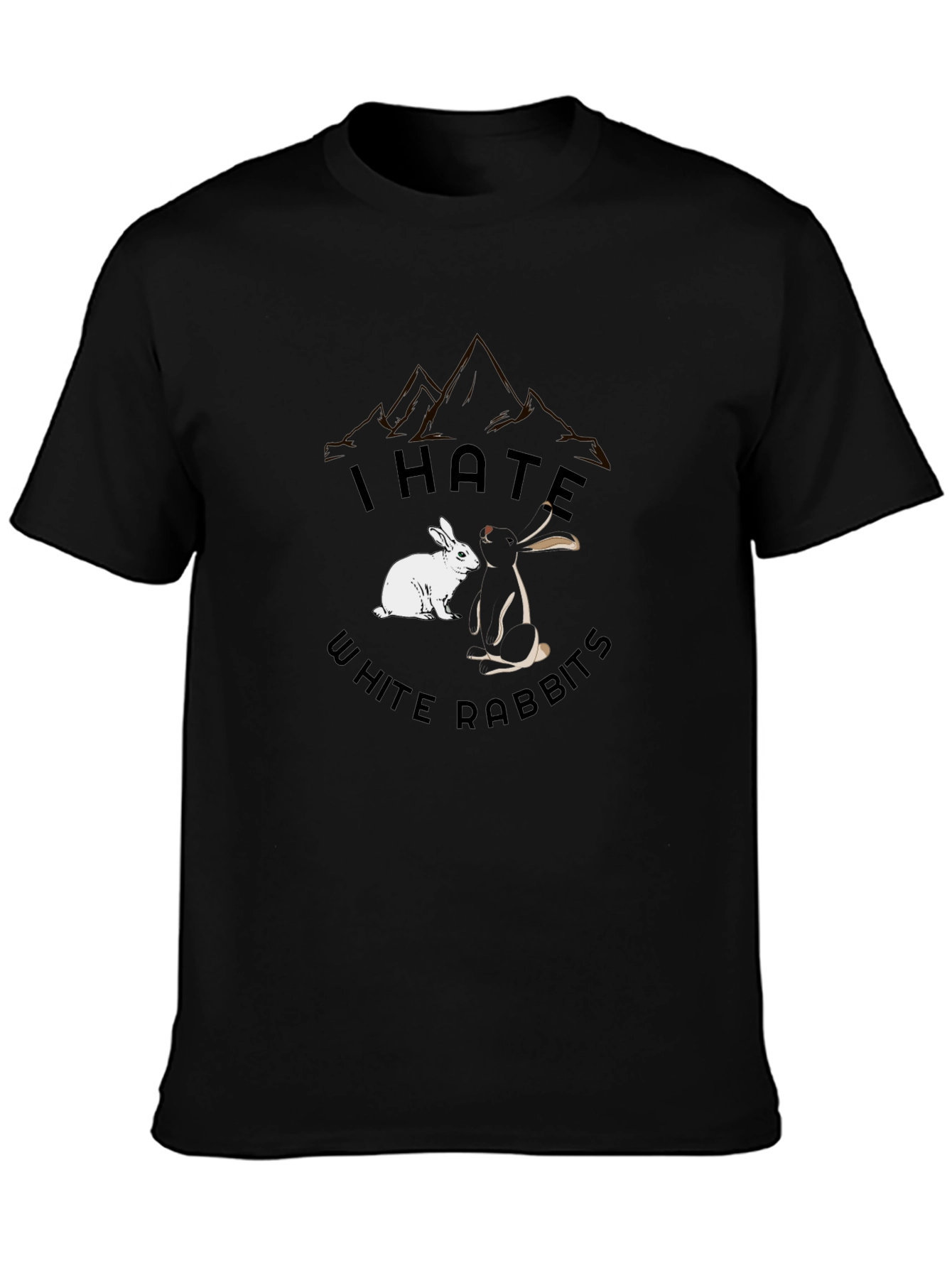 I Hate White Rabbits T-Shirt Black Cotton Tee