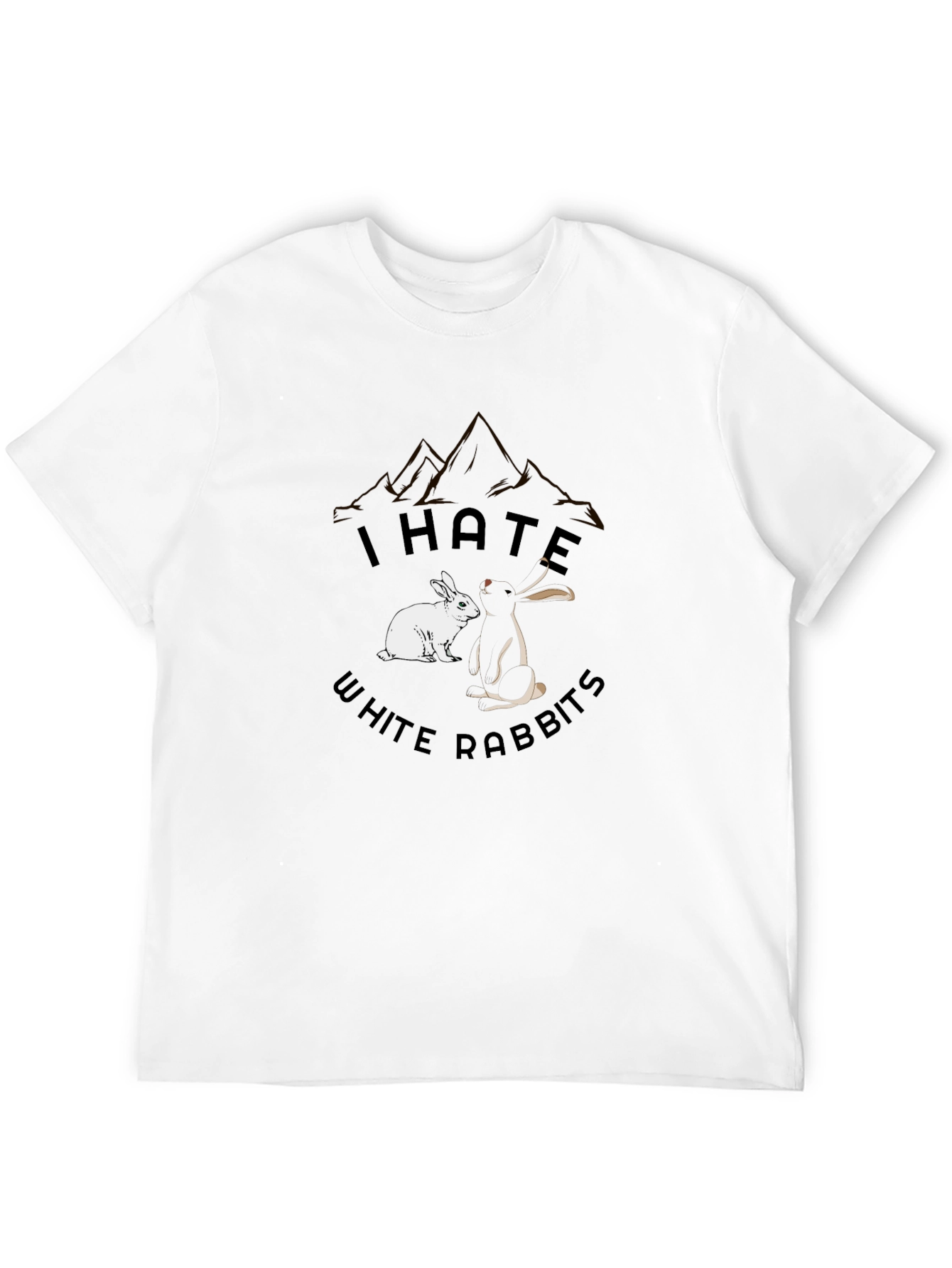 I Hate White Rabbits T-Shirt Black Cotton Tee