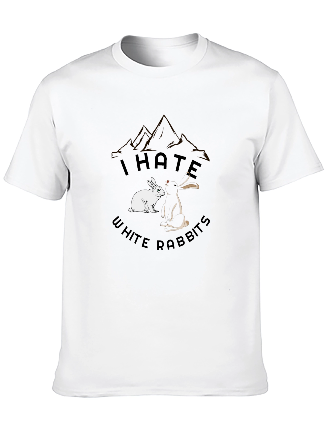 I Hate White Rabbits T-Shirt Black Cotton Tee