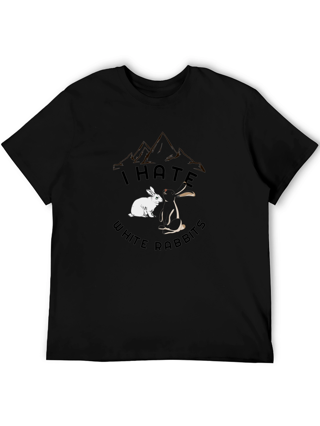 I Hate White Rabbits T-Shirt Black Cotton Tee