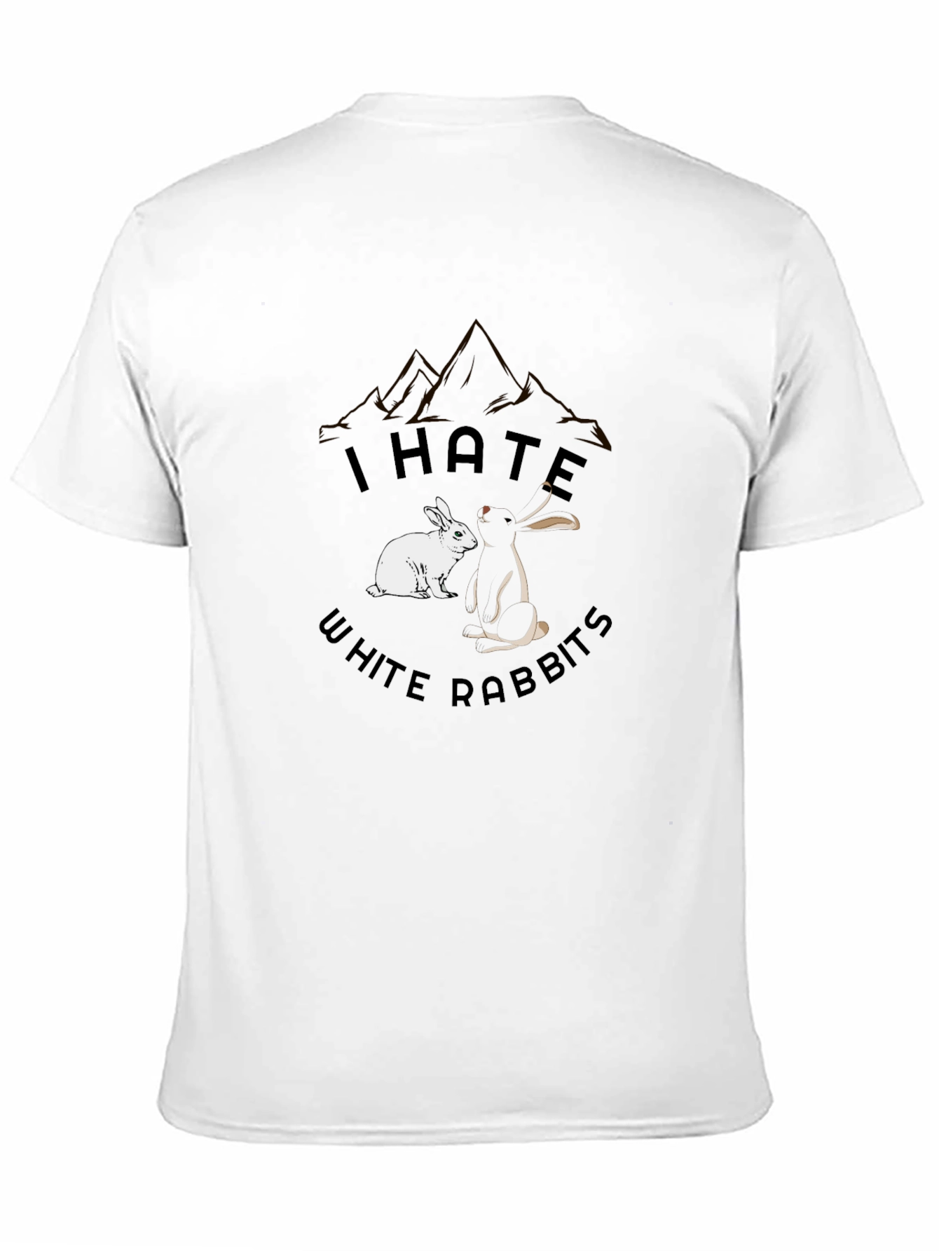 I Hate White Rabbits T-Shirt Black Cotton Tee