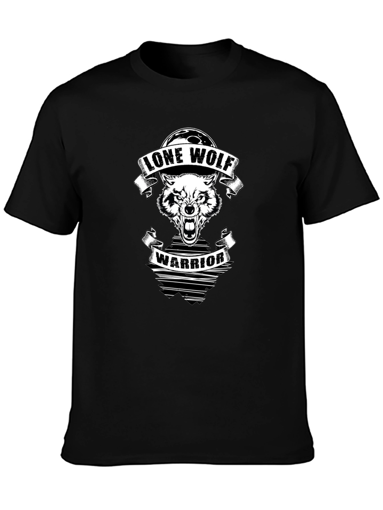 Lone Wolf Warrior Graphic Tee - Black