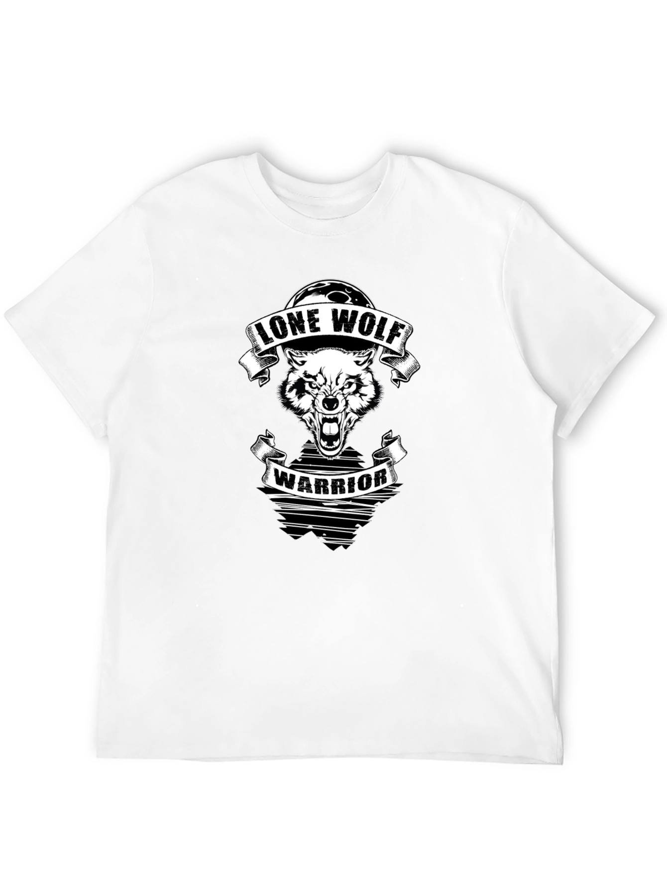 Lone Wolf Warrior Graphic Tee - Black