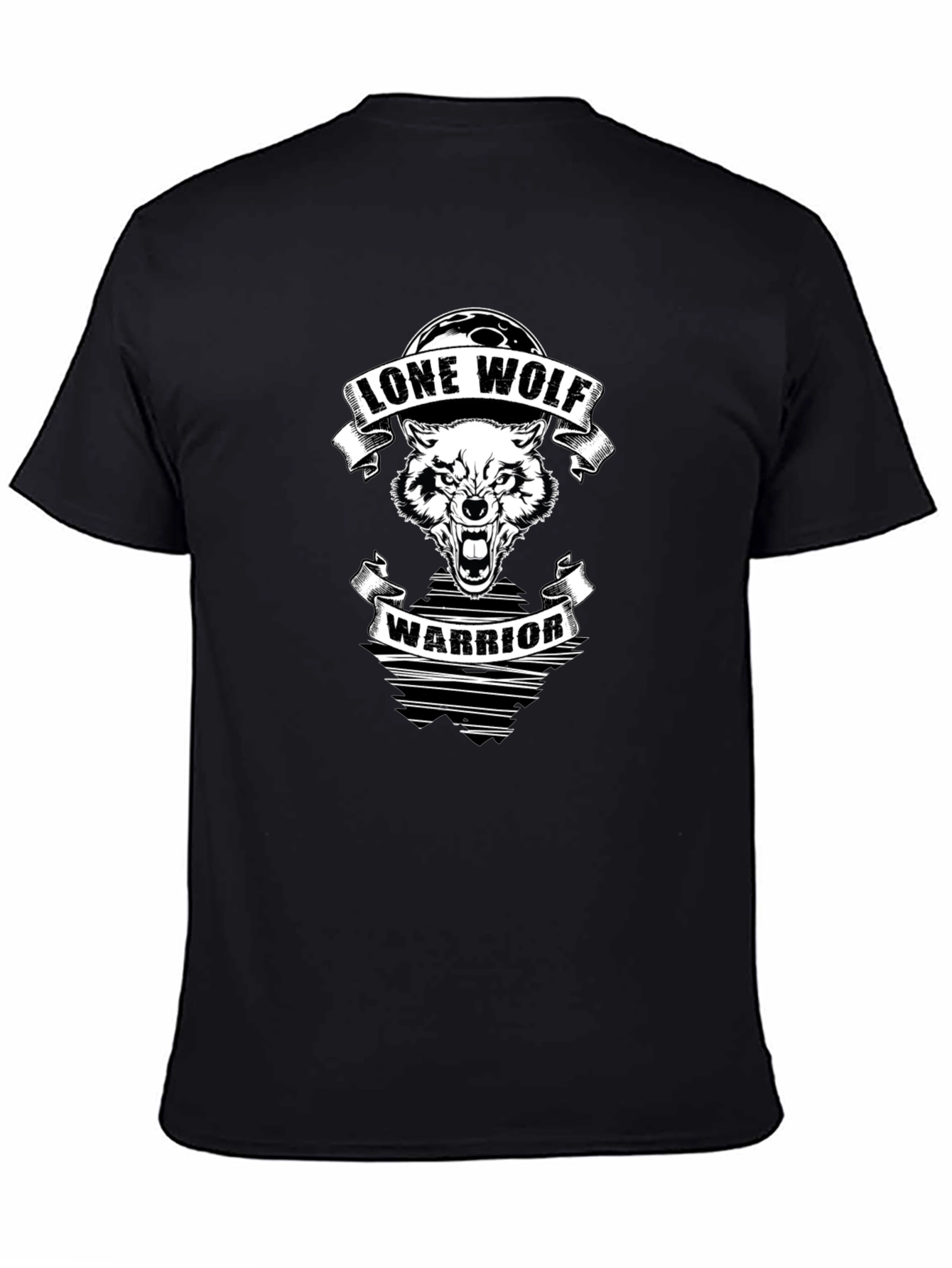 Lone Wolf Warrior Graphic Tee - Black