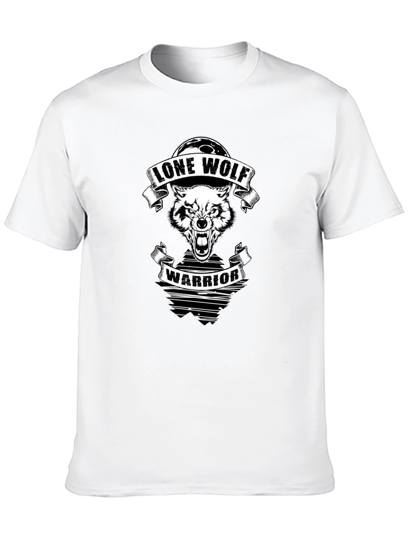 Lone Wolf Warrior Graphic Tee - Black