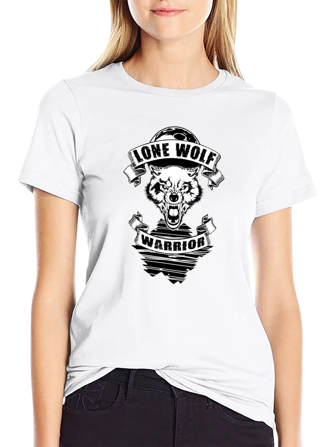 Lone Wolf Warrior Graphic Tee - Black