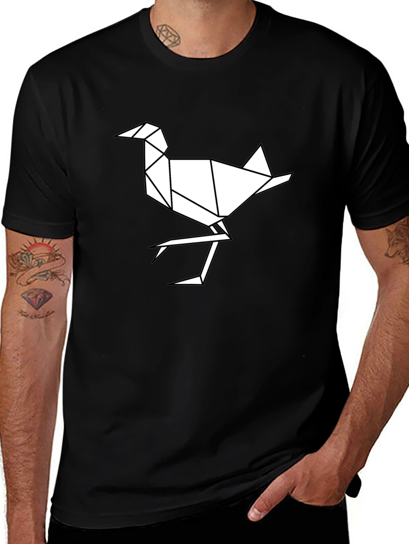 Origami Bird Graphic T-Shirt - Modern Geometric Design