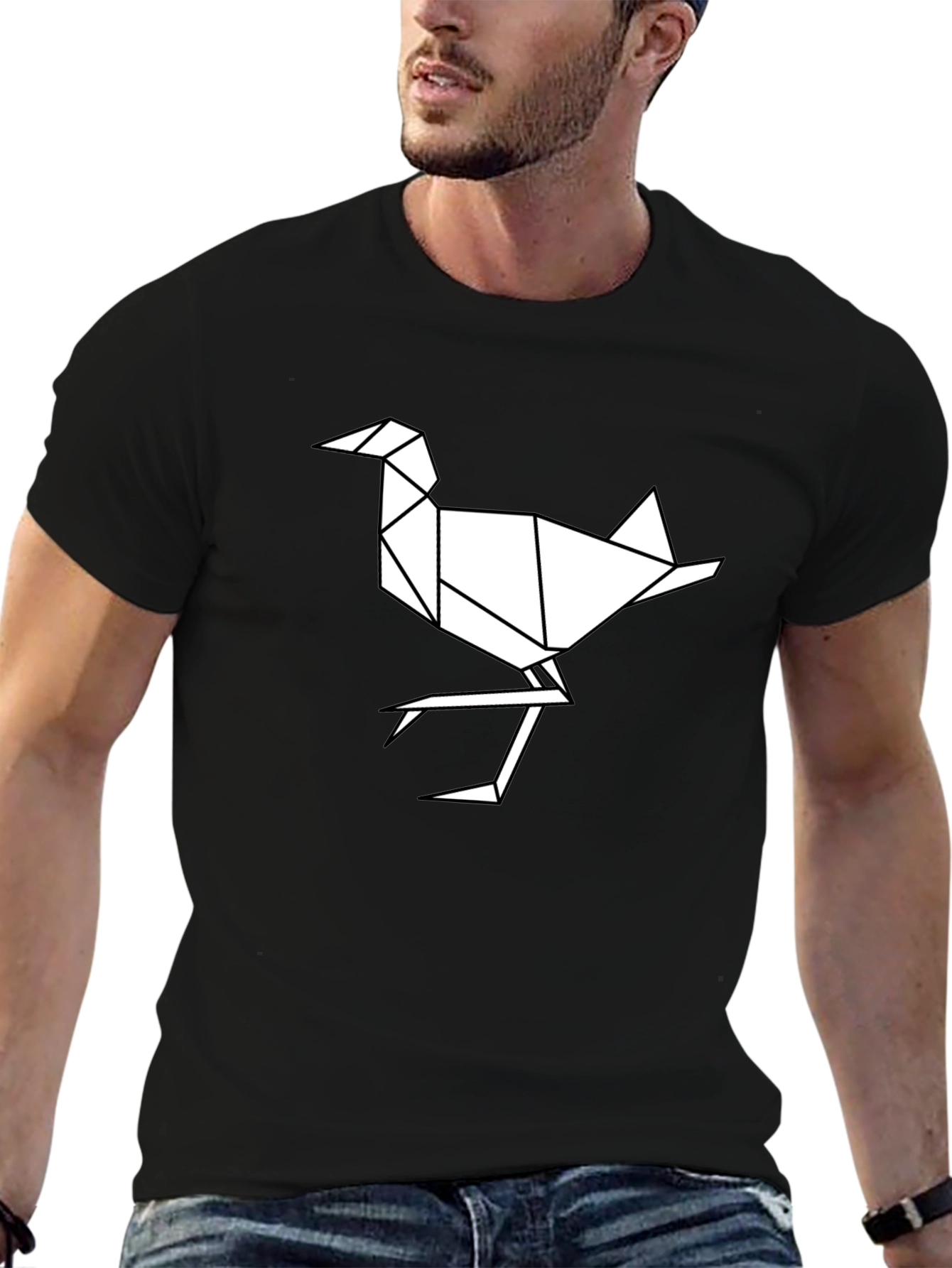 Origami Bird Graphic T-Shirt - Modern Geometric Design