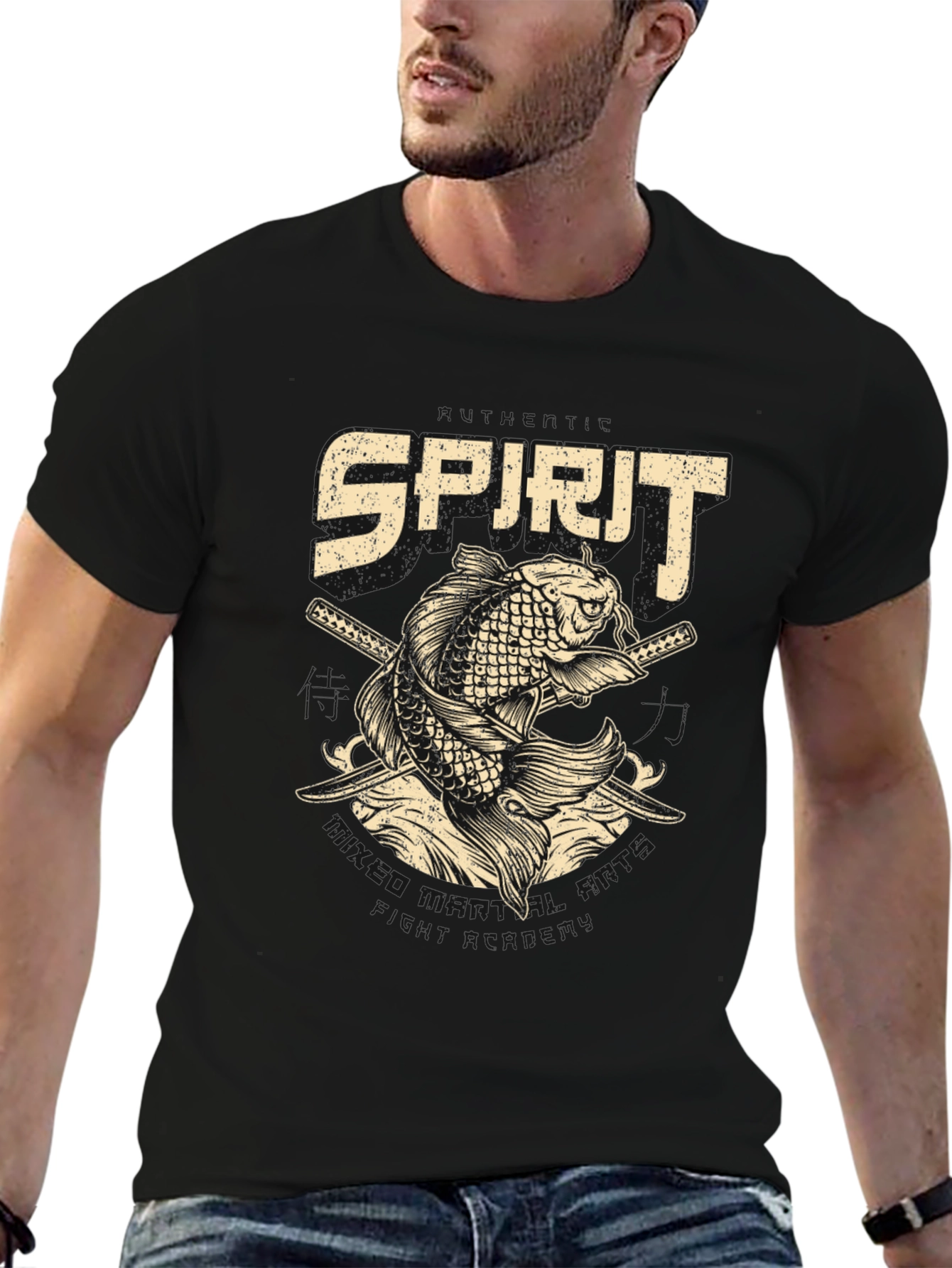 Koi Fish Spirit T-Shirt - Edgy Samurai Design