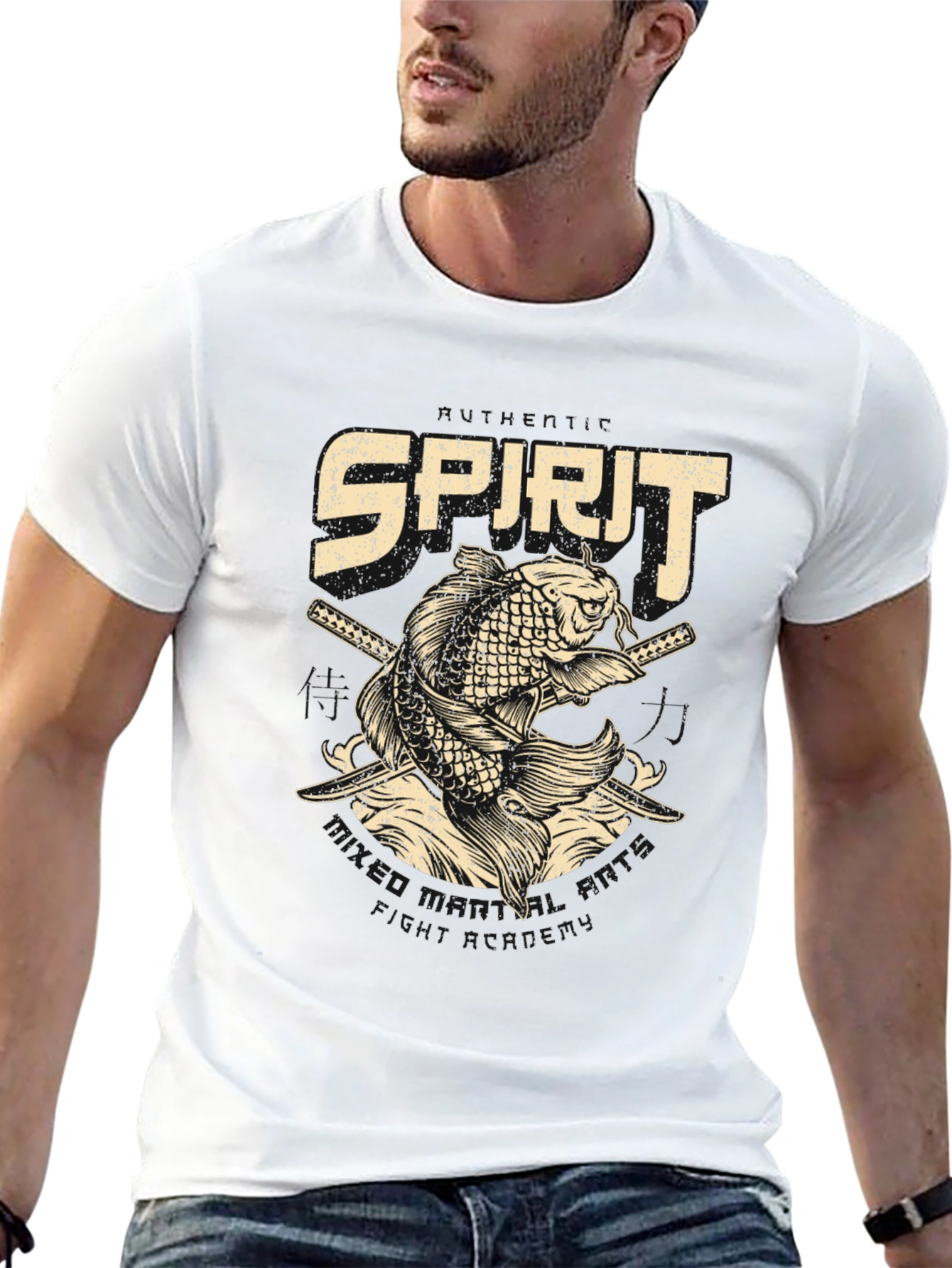Koi Fish Spirit T-Shirt - Edgy Samurai Design