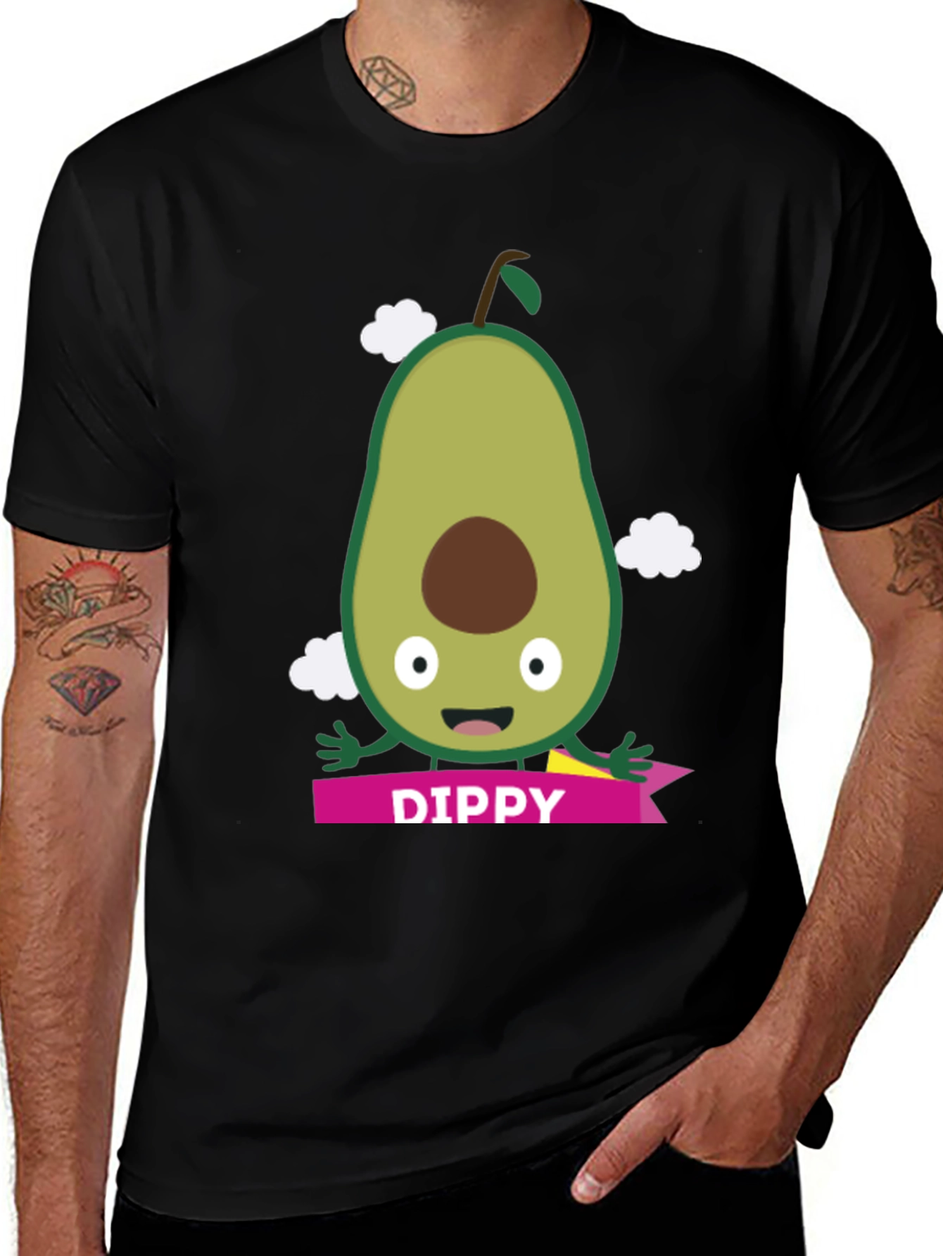 Dippy Avocado Graphic Tee - Unisex Black T-Shirt