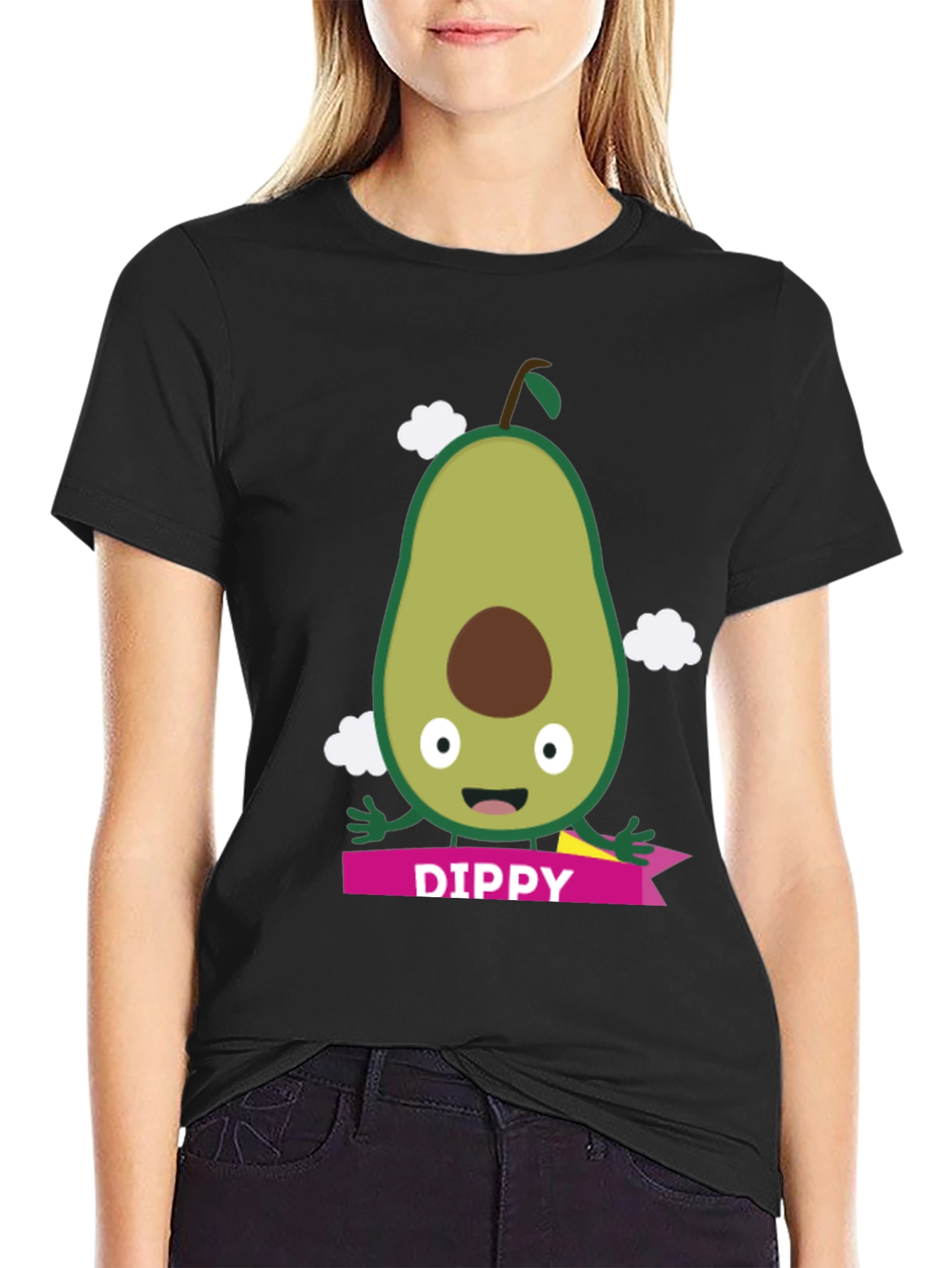 Dippy Avocado Graphic Tee - Unisex Black T-Shirt