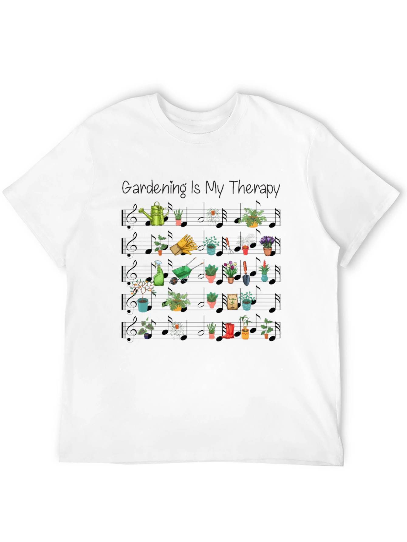 Gardening is My Therapy Music Note T-Shirt