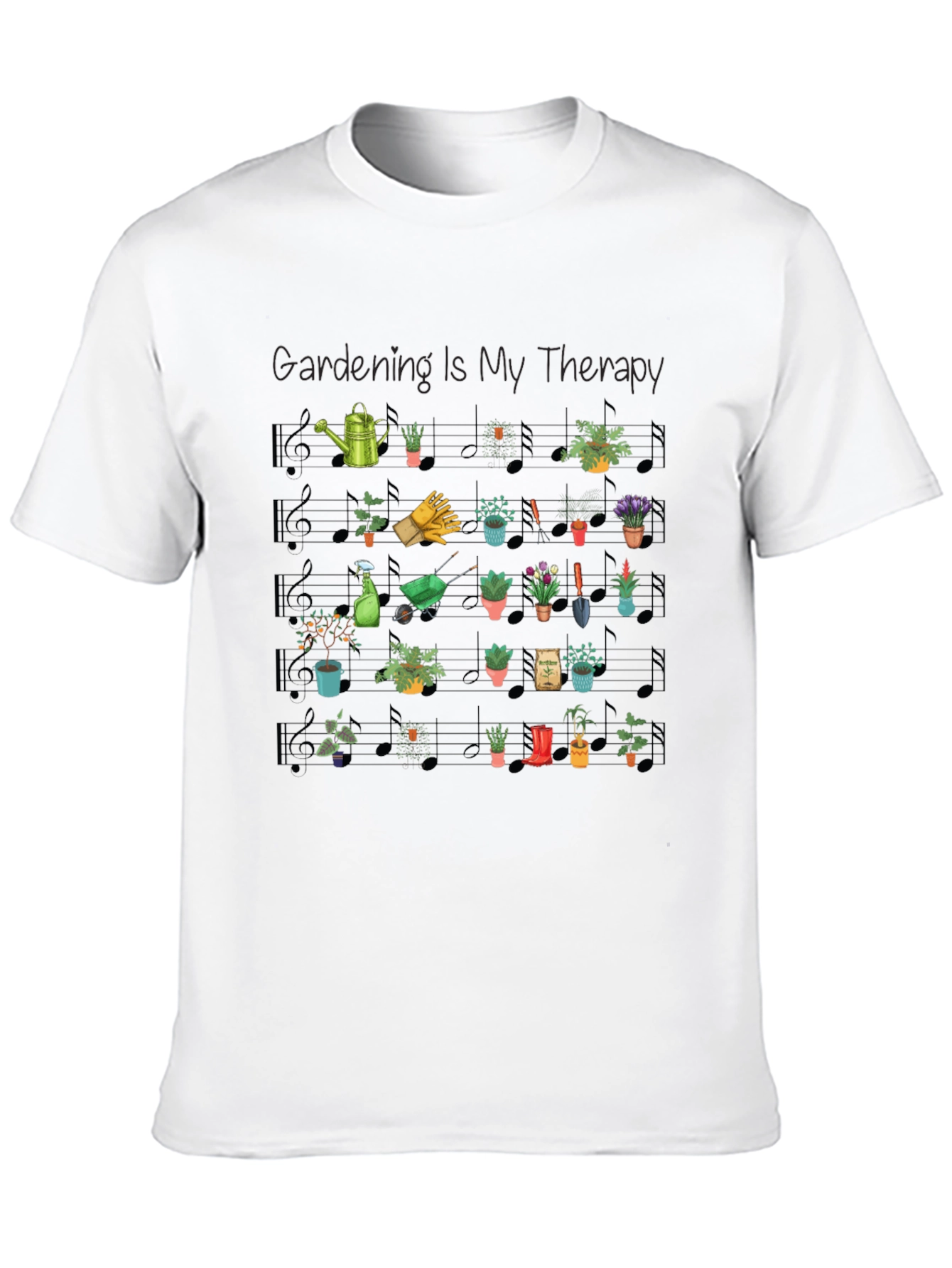 Gardening is My Therapy Music Note T-Shirt