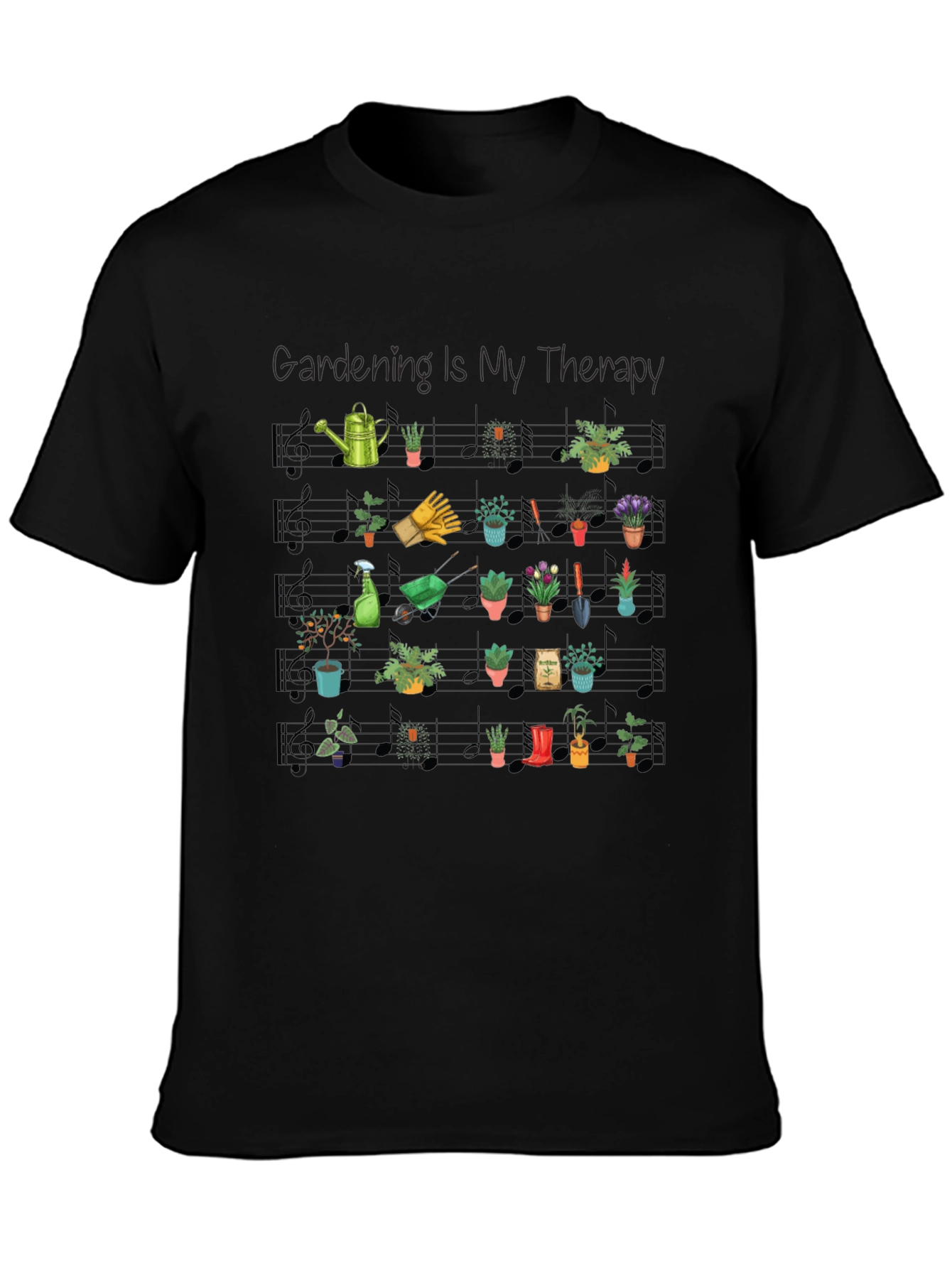 Gardening is My Therapy Music Note T-Shirt