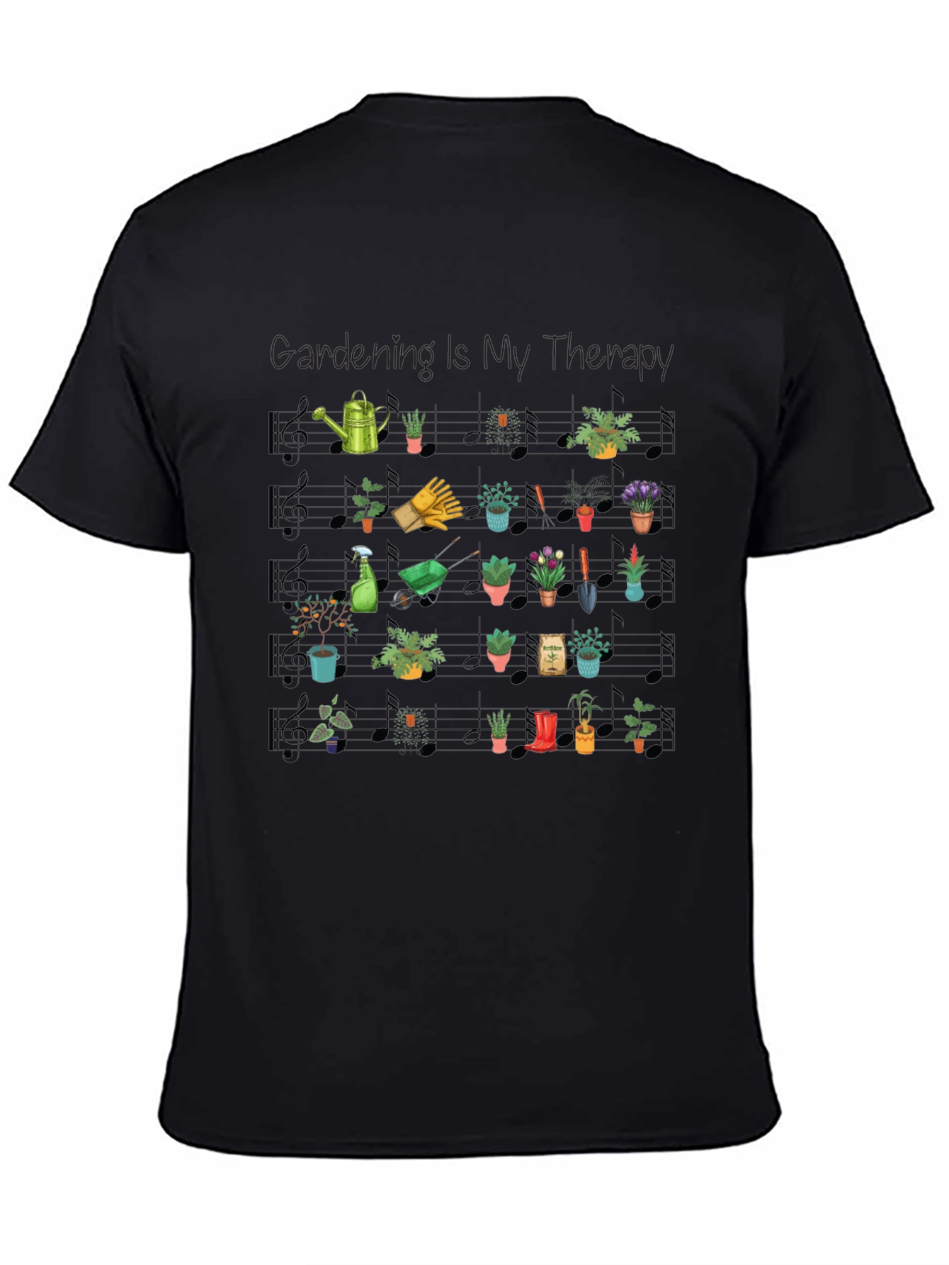 Gardening is My Therapy Music Note T-Shirt