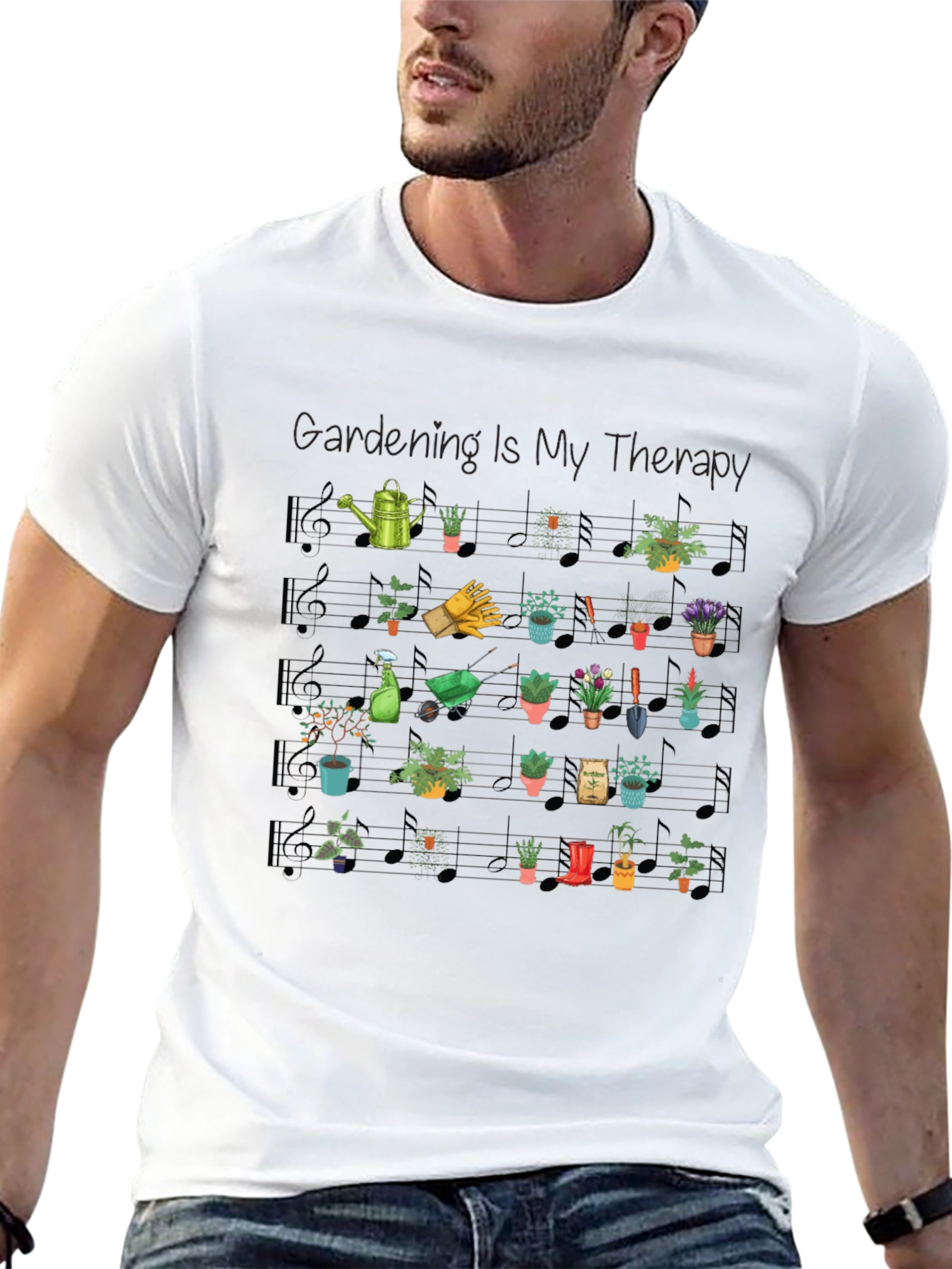 Gardening is My Therapy Music Note T-Shirt