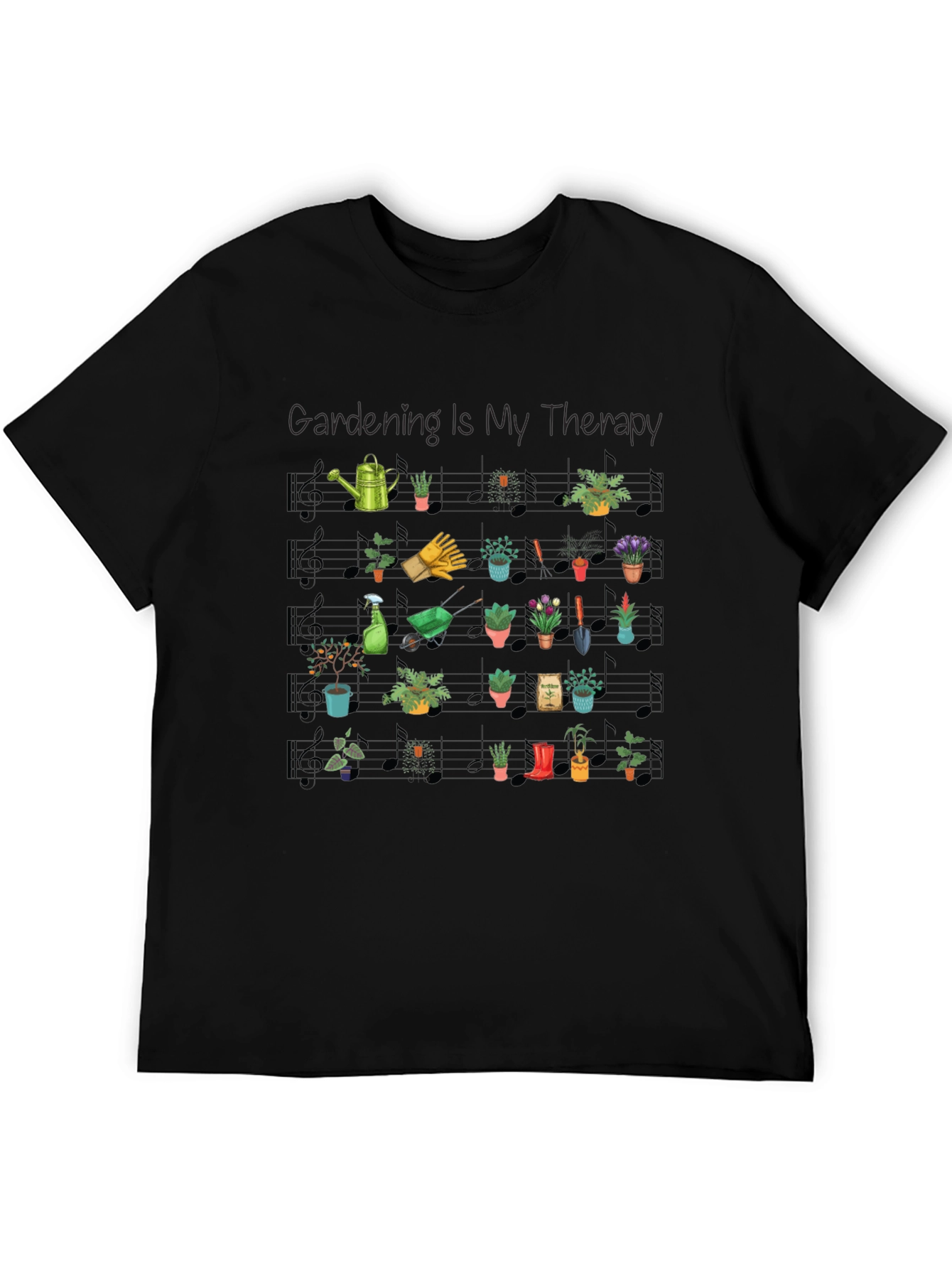Gardening is My Therapy Music Note T-Shirt