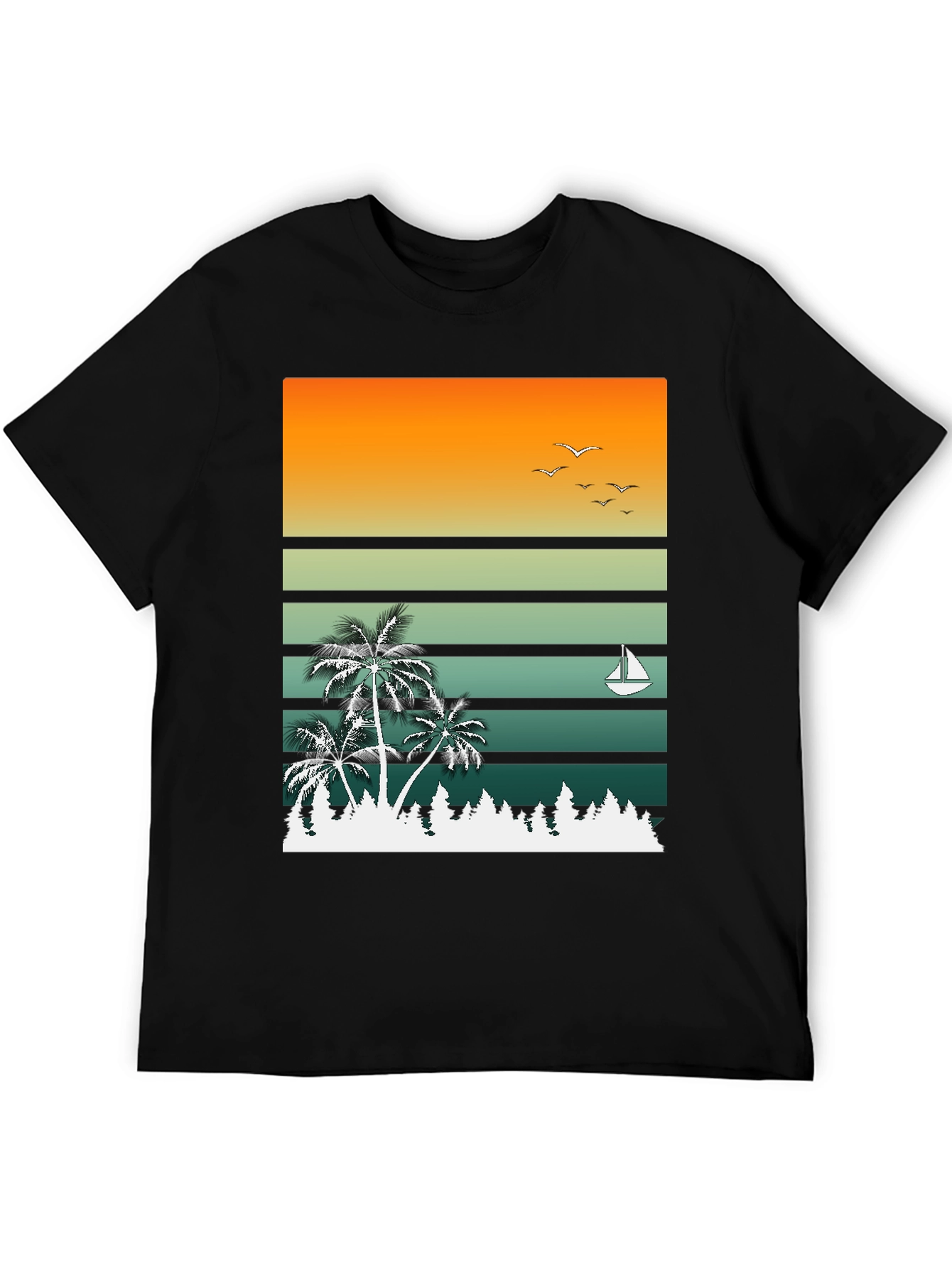Retro Sunset Palm Tree Graphic T-Shirt