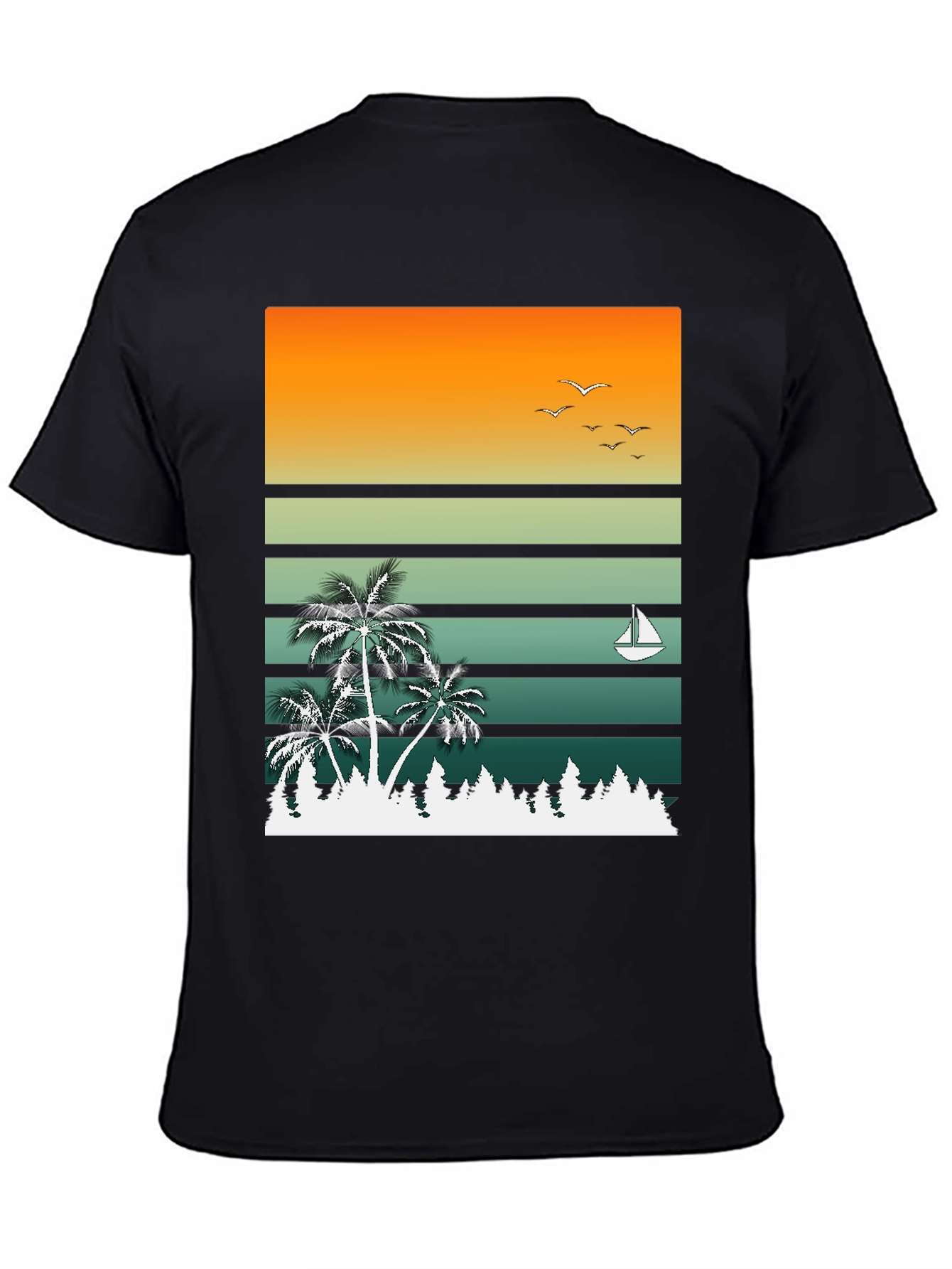 Retro Sunset Palm Tree Graphic T-Shirt