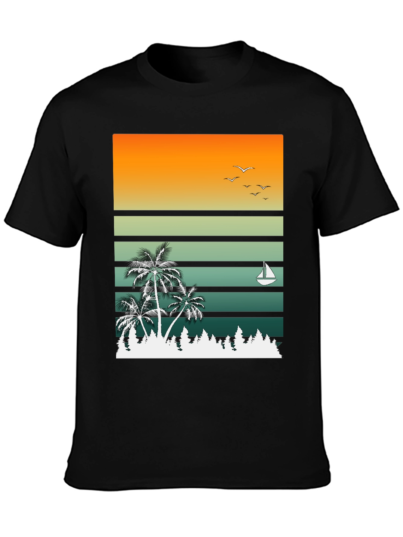 Retro Sunset Palm Tree Graphic T-Shirt